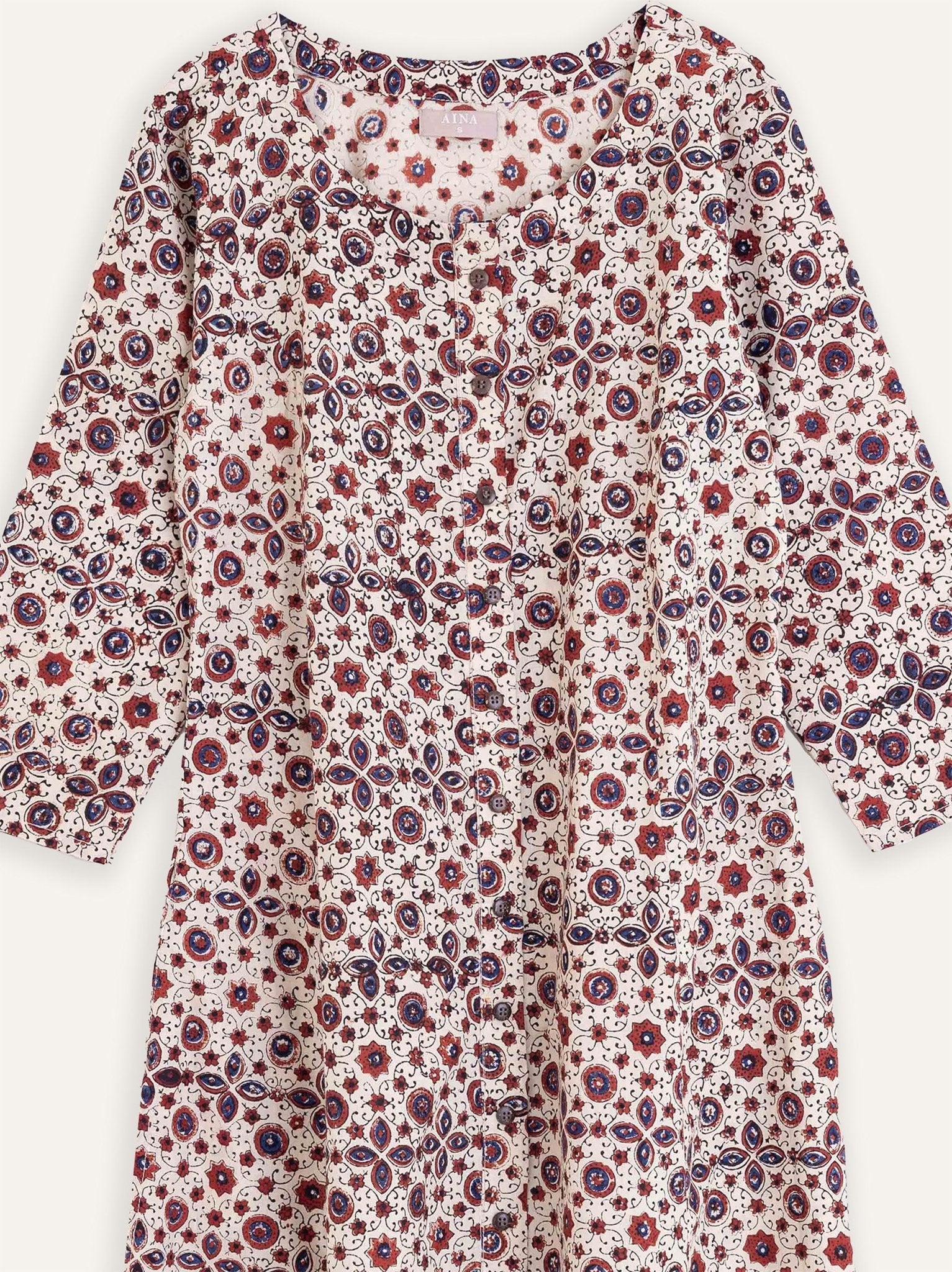 Sravani Cotton Block Printed A - Line Kurta - AINA