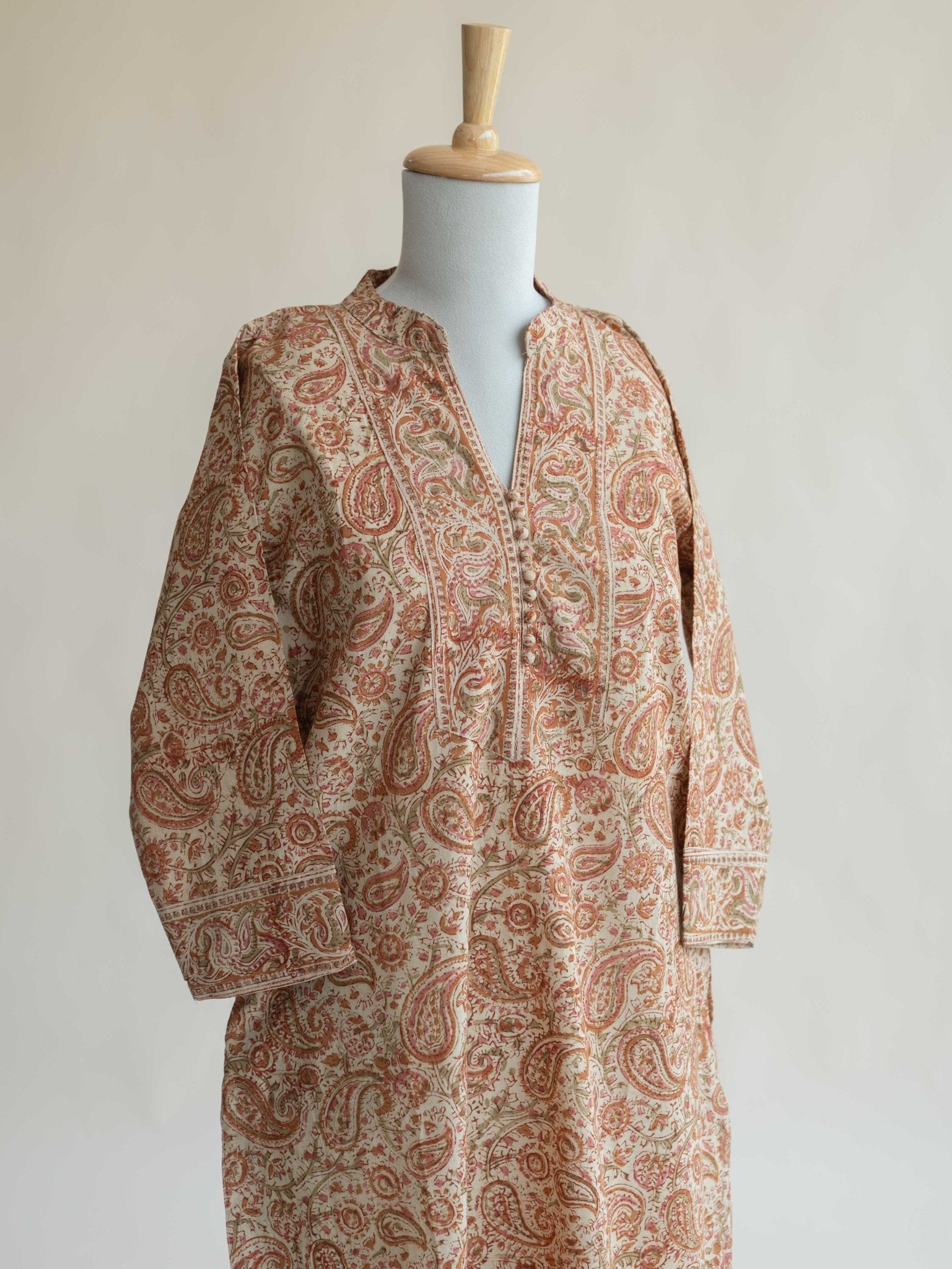 Sriya Cotton Kalamkari Block Printed Straight Kurta - AINA
