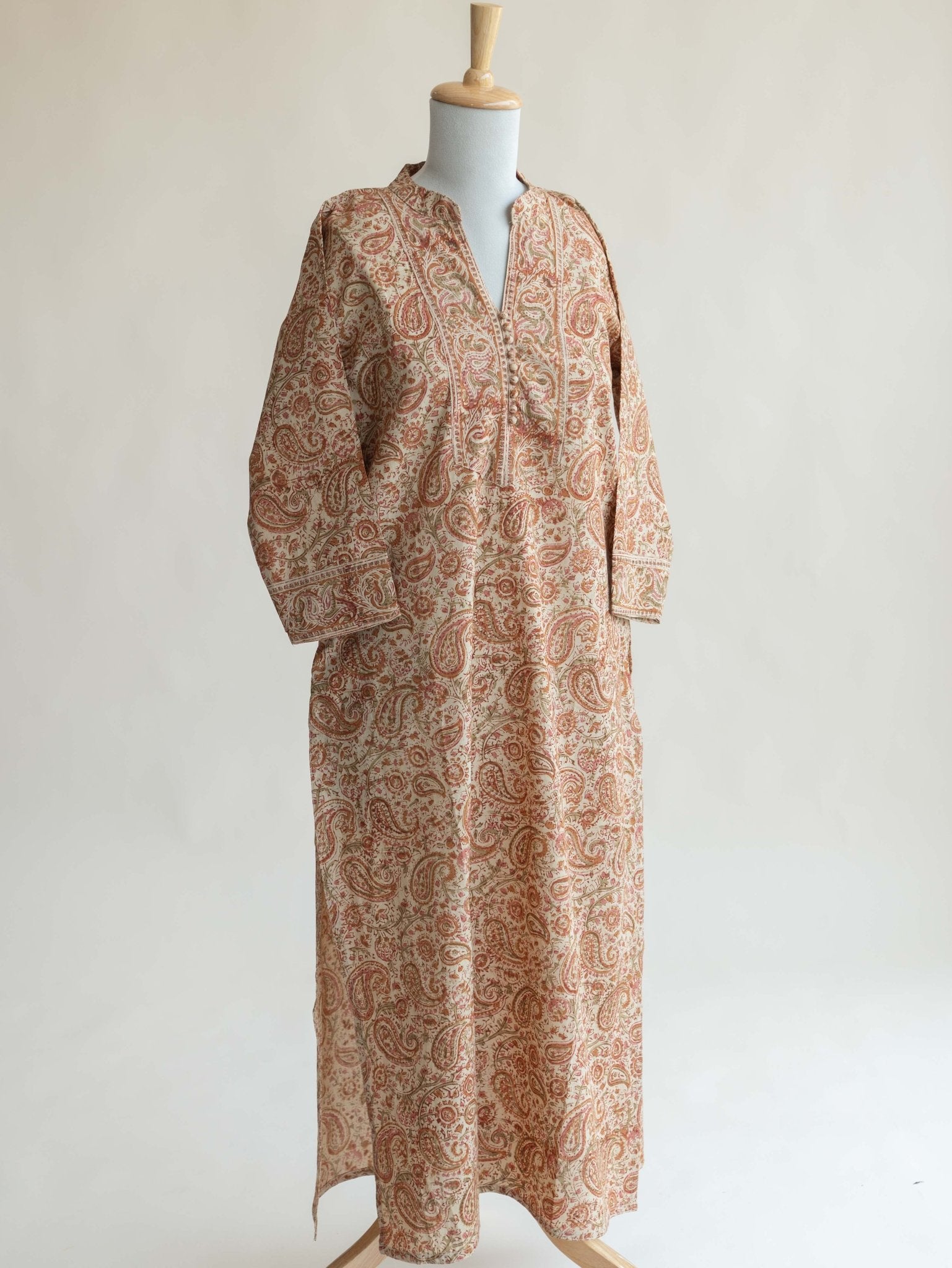 Sriya Cotton Kalamkari Block Printed Straight Kurta - AINA