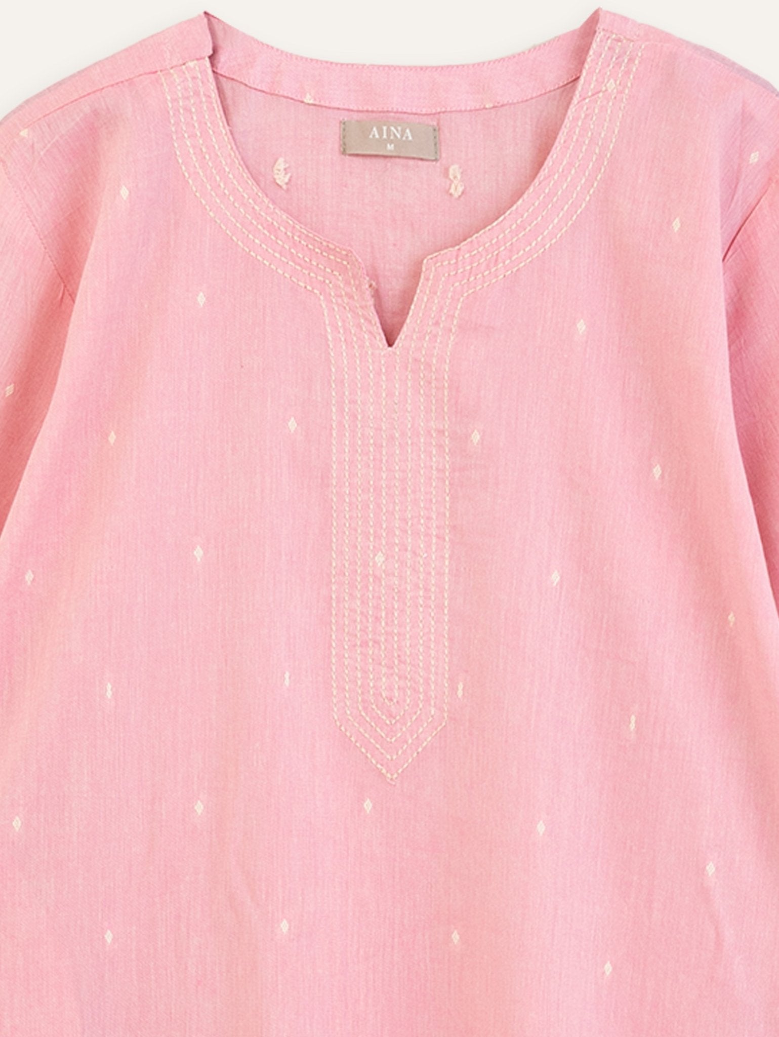 Sruthi Cotton Handloom Embroidered Straight Kurta - AINA