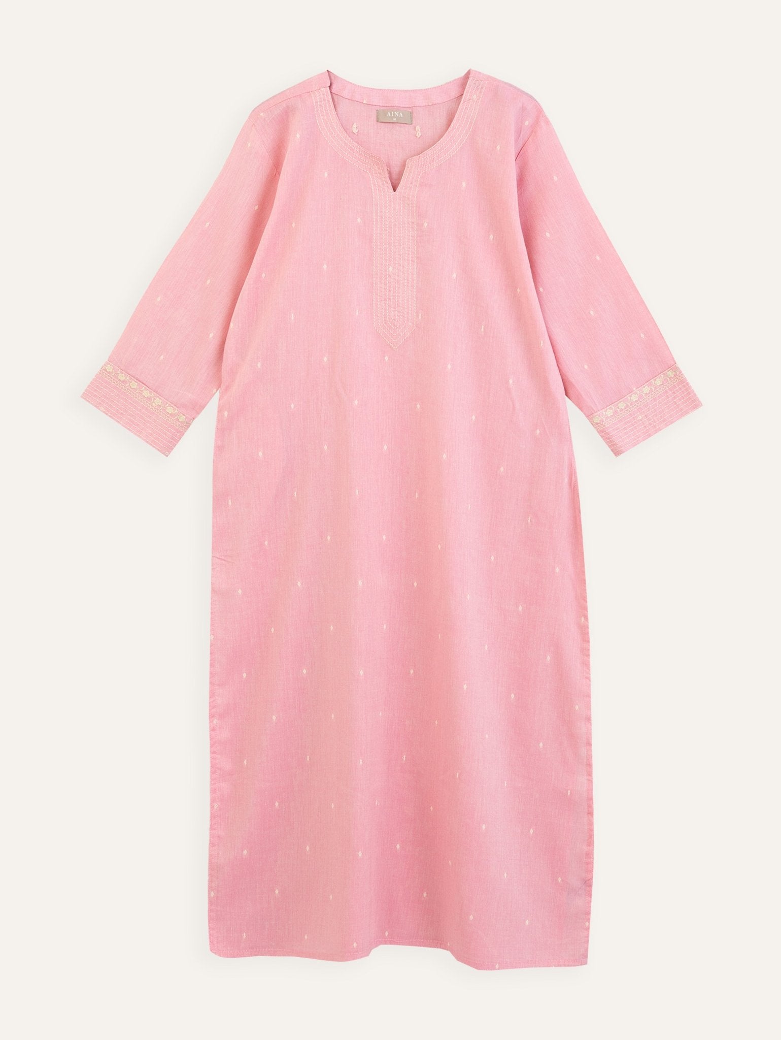 Sruthi Cotton Handloom Embroidered Straight Kurta - AINA