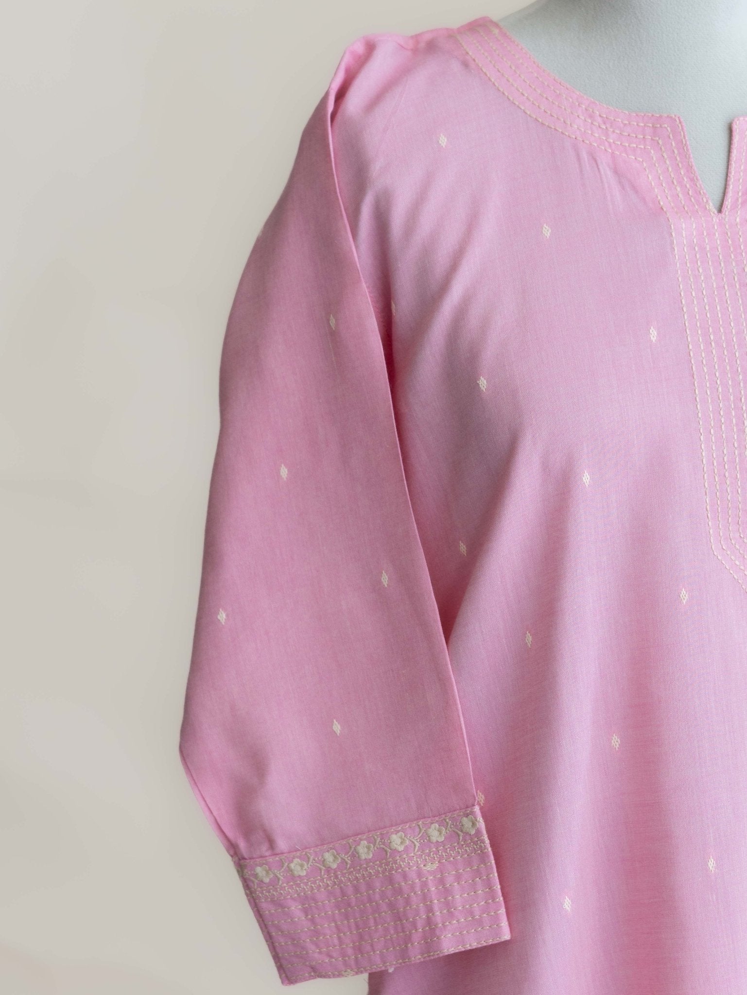 Sruthi Cotton Handloom Embroidered Straight Kurta - AINA