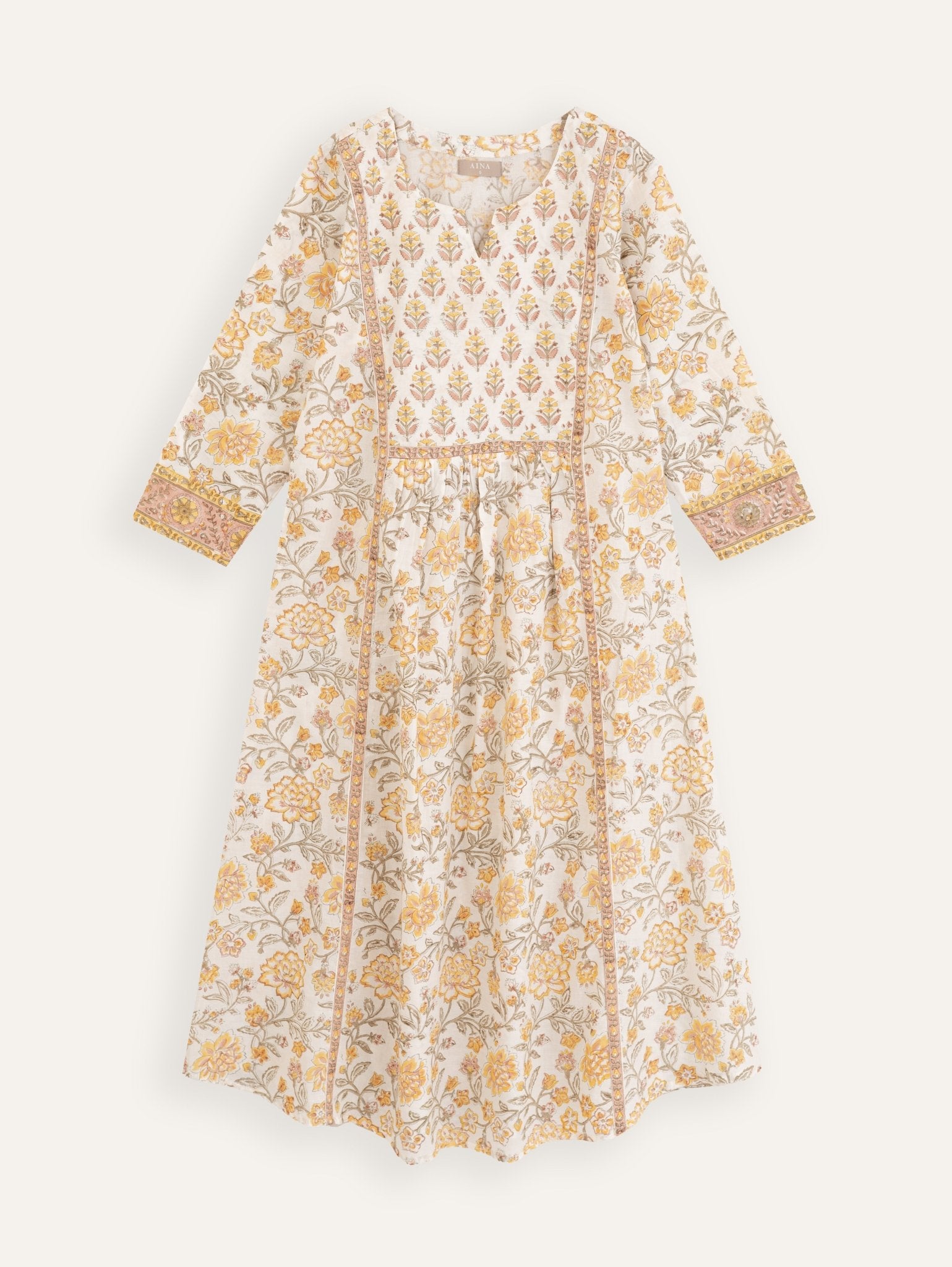 Suchi Cotton Block Printed A - Line Kurta - AINA