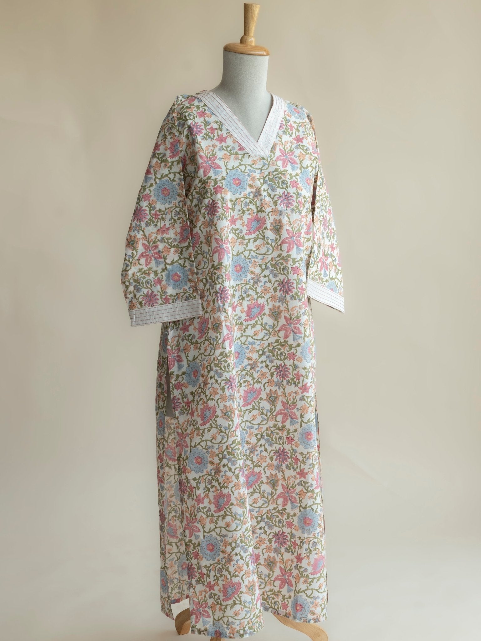 Sunena Cotton Block Printed Straight Kurta - AINA