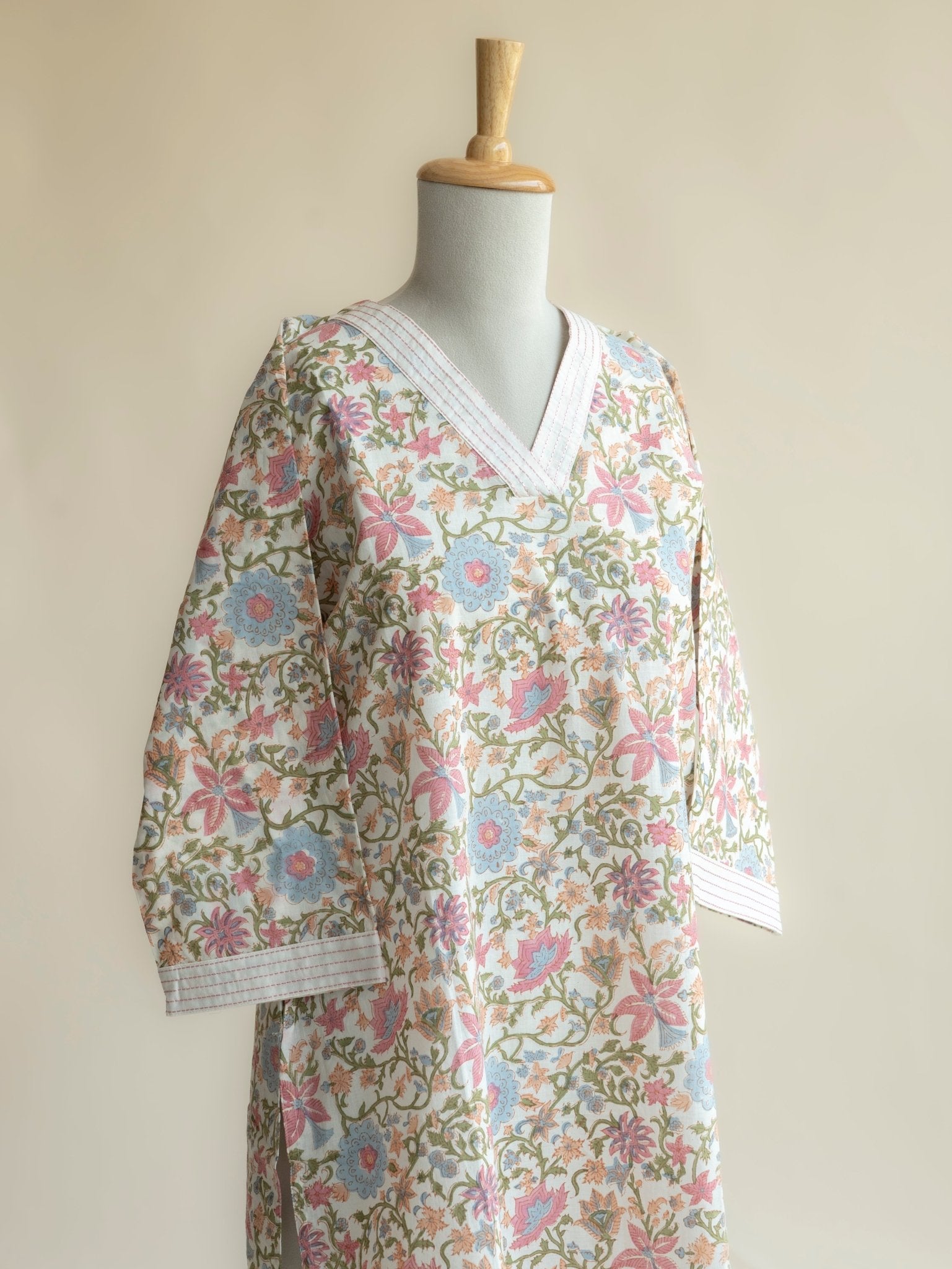 Sunena Cotton Block Printed Straight Kurta - AINA