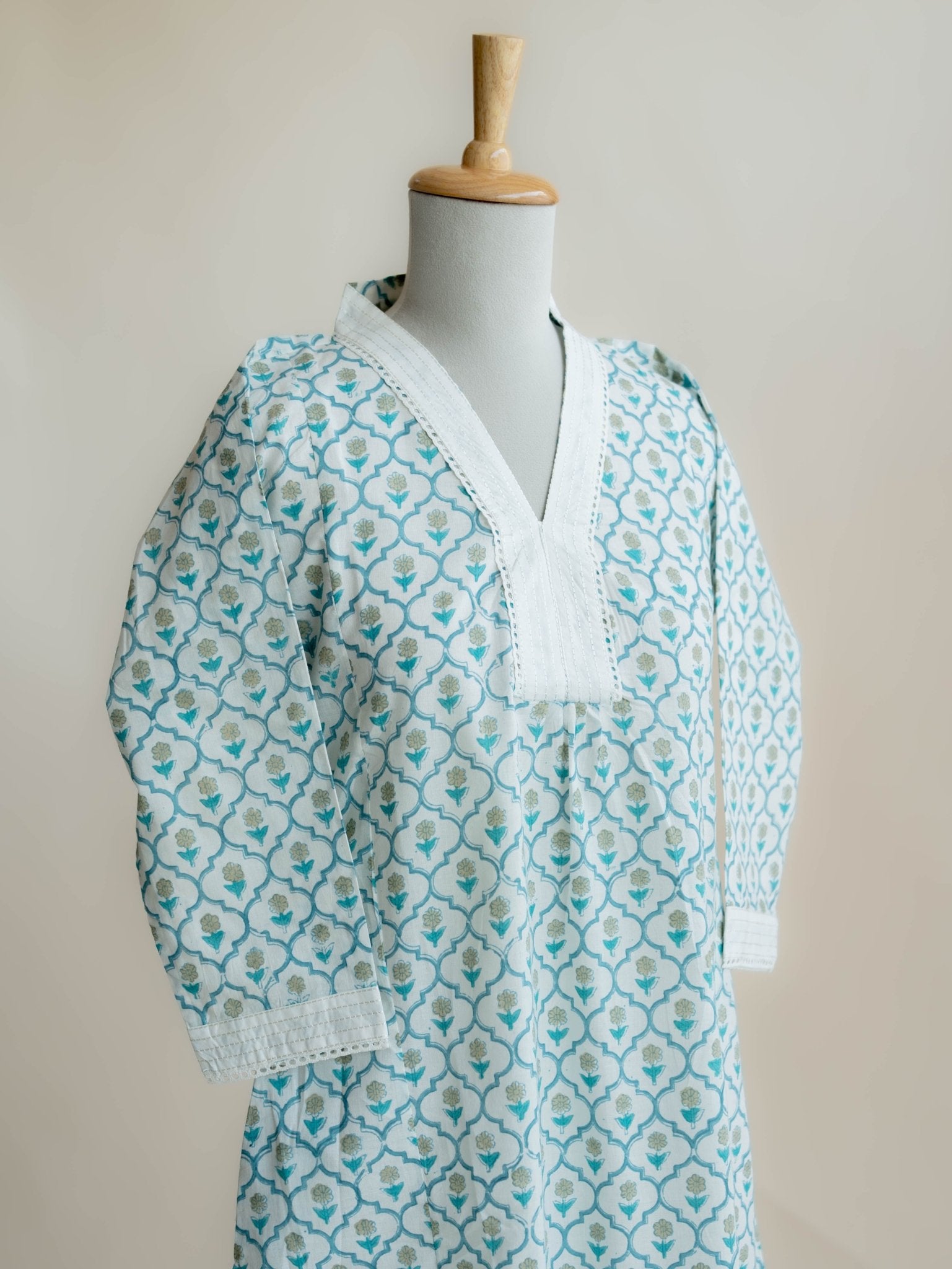 Susan Cotton Block Printed A - Line Kurta - AINA