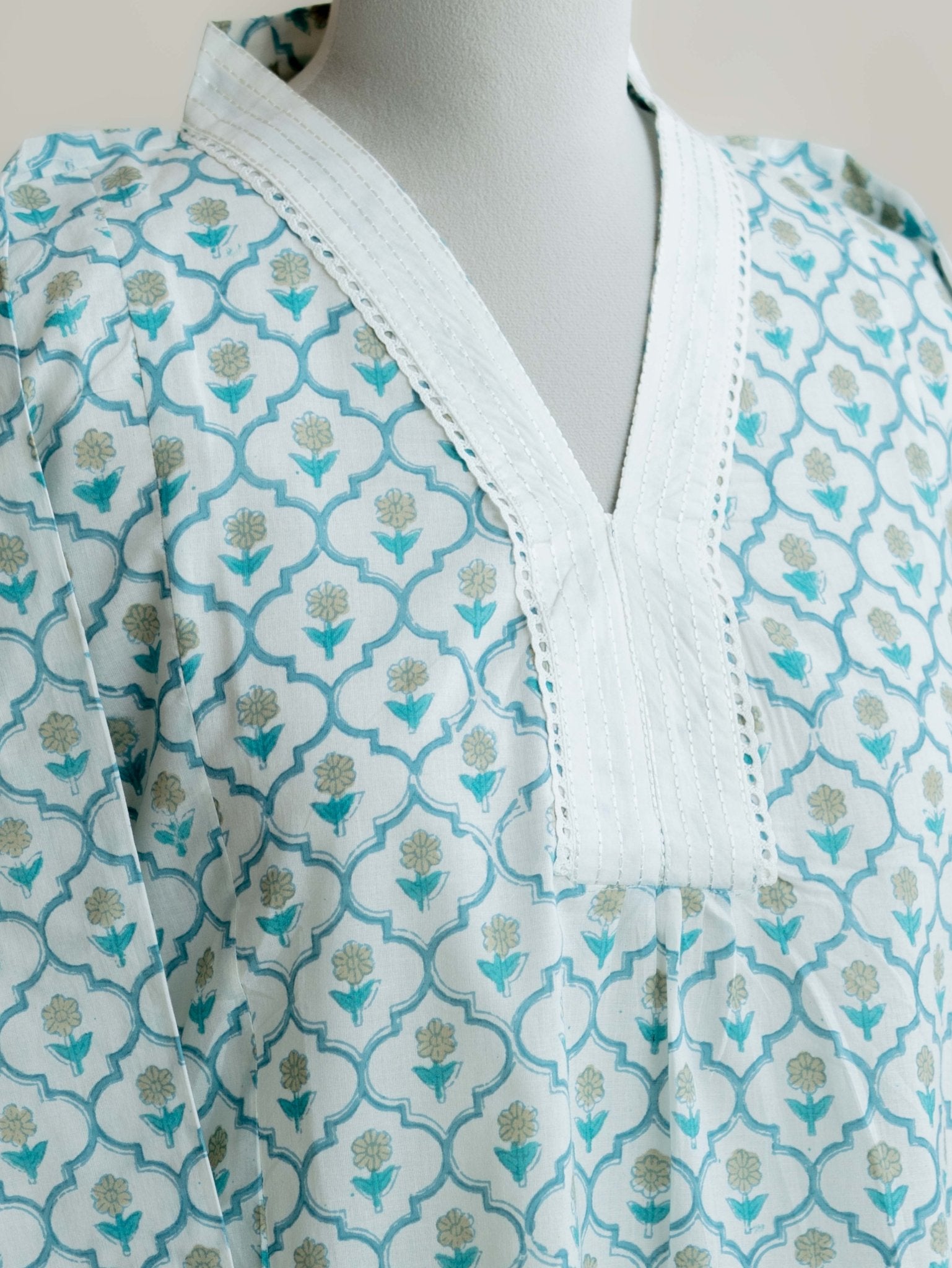 Susan Cotton Block Printed A - Line Kurta - AINA