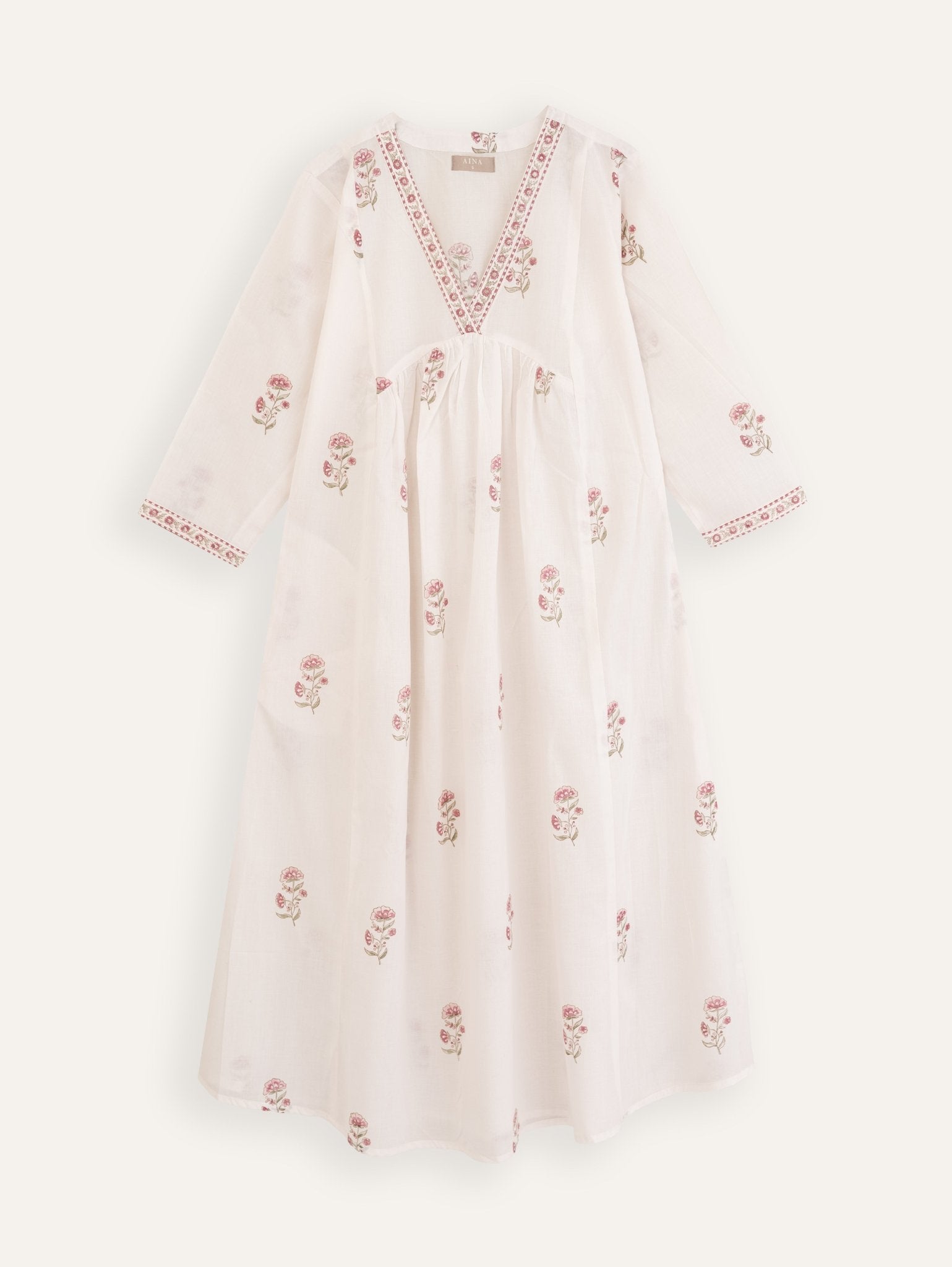 Sushmitha Cotton Block Printed A - Line Kurta - AINA