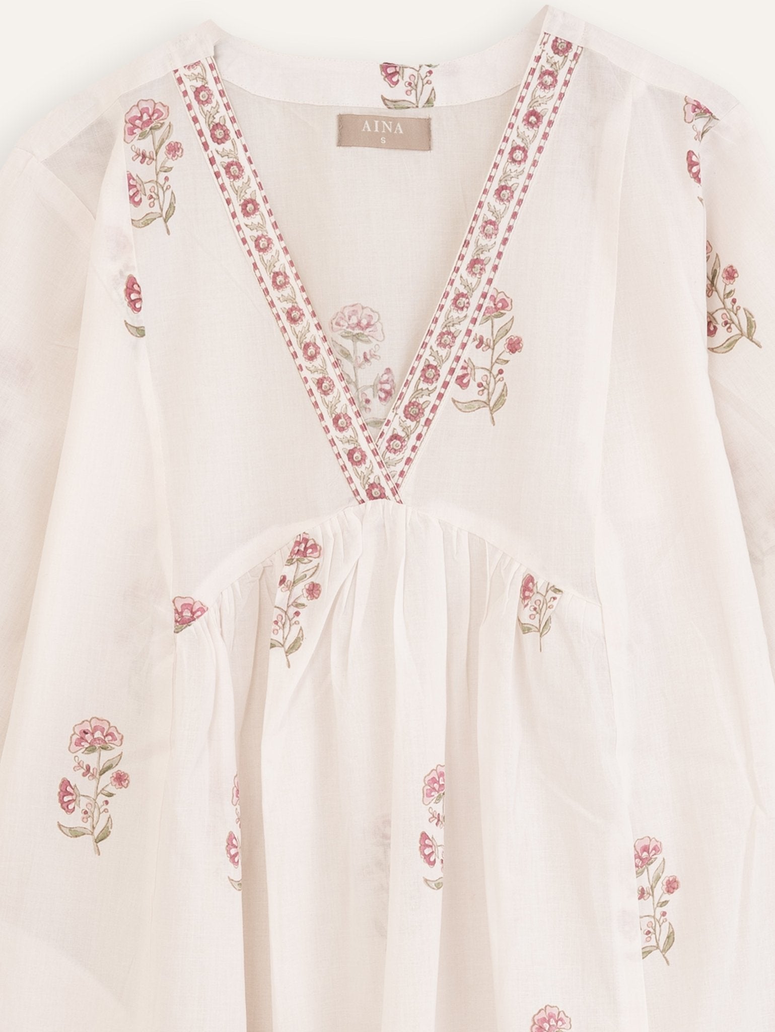 Sushmitha Cotton Block Printed A - Line Kurta - AINA