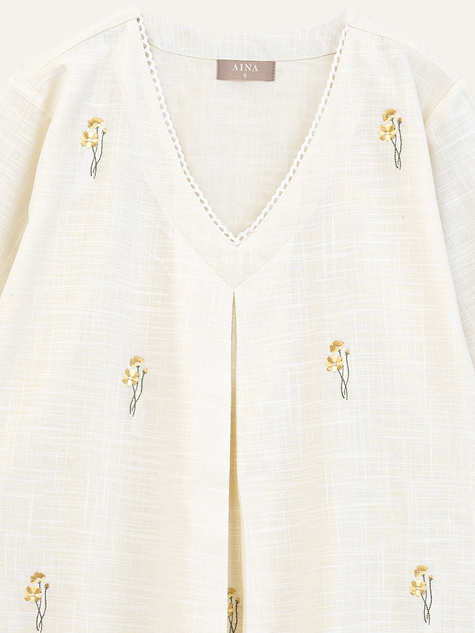 Swaliha Cotton Slub Embroidered A - Line Kurta - AINA