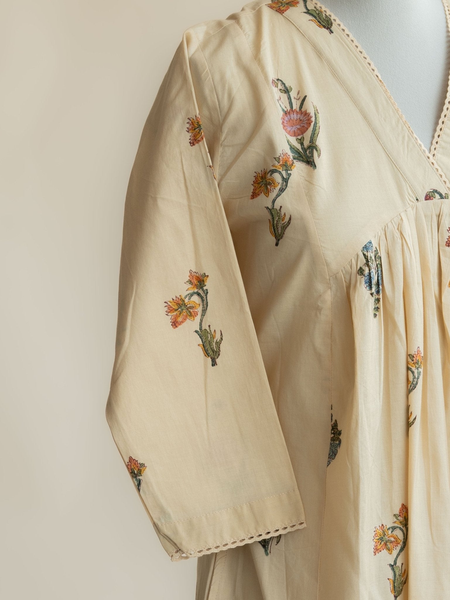 Swapna Cotton Block Printed A Line Kurta - AINA