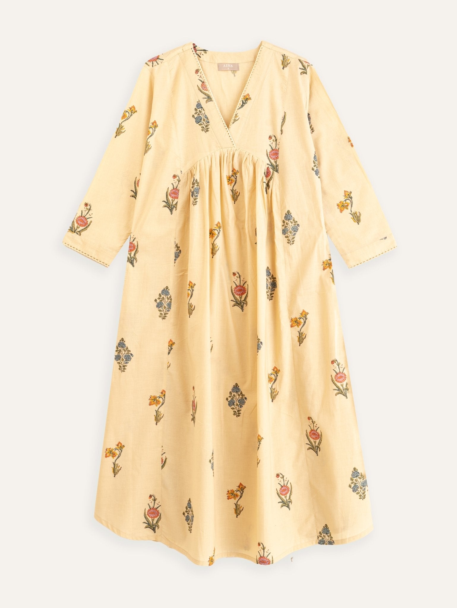 Swapna Cotton Block Printed A Line Kurta - AINA
