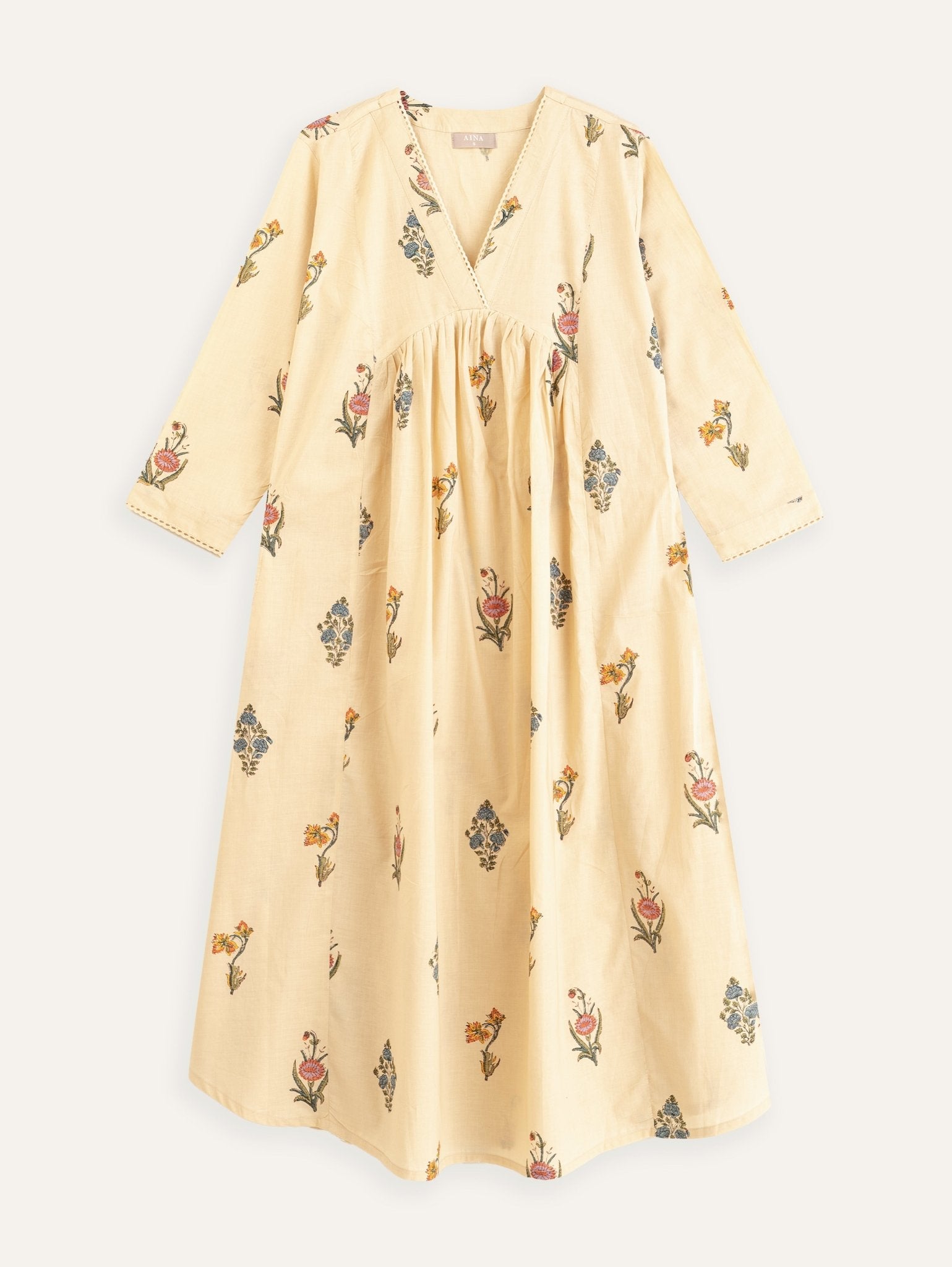 Swapna Cotton Block Printed A Line Kurta - AINA