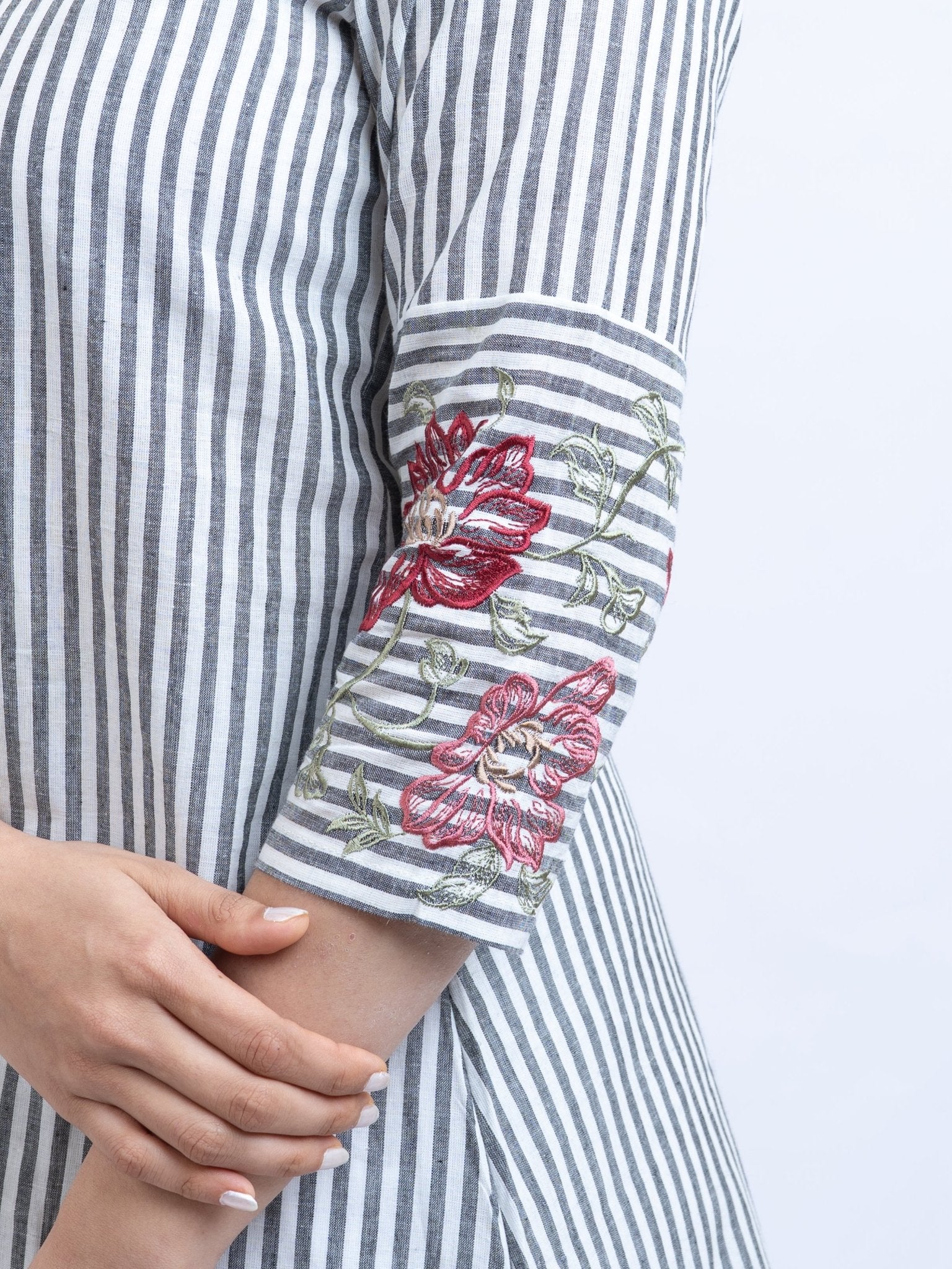 Talikha Cotton Handloom Embroidered A - Line Kurta - AINA