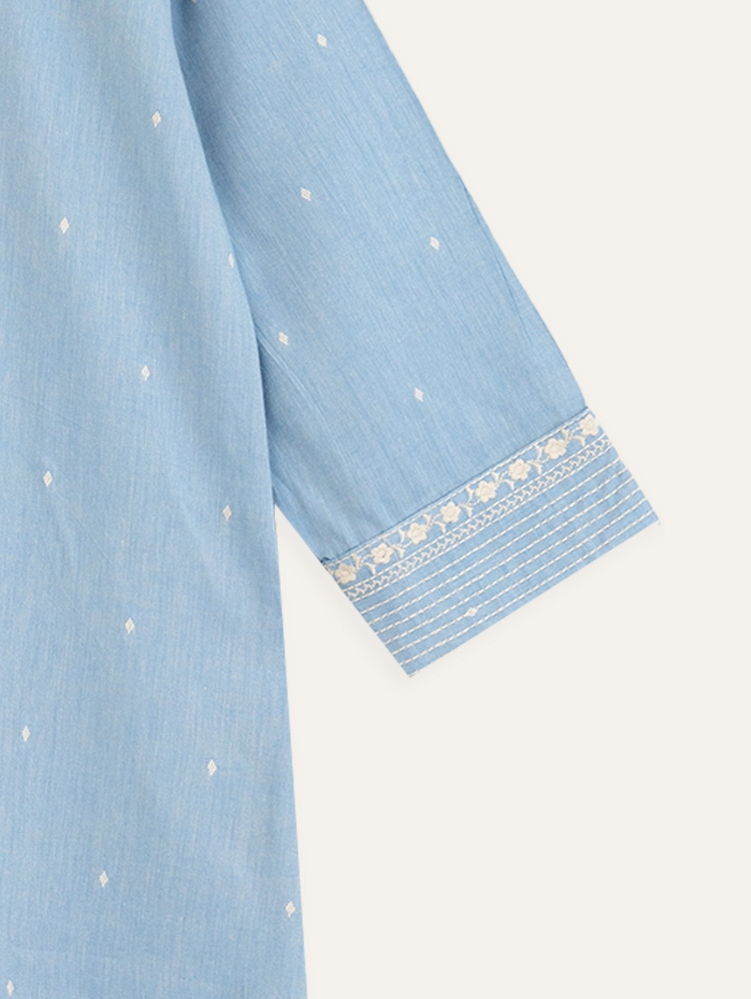 Tania Cotton Handloom Embroidered Straight Kurta - AINA