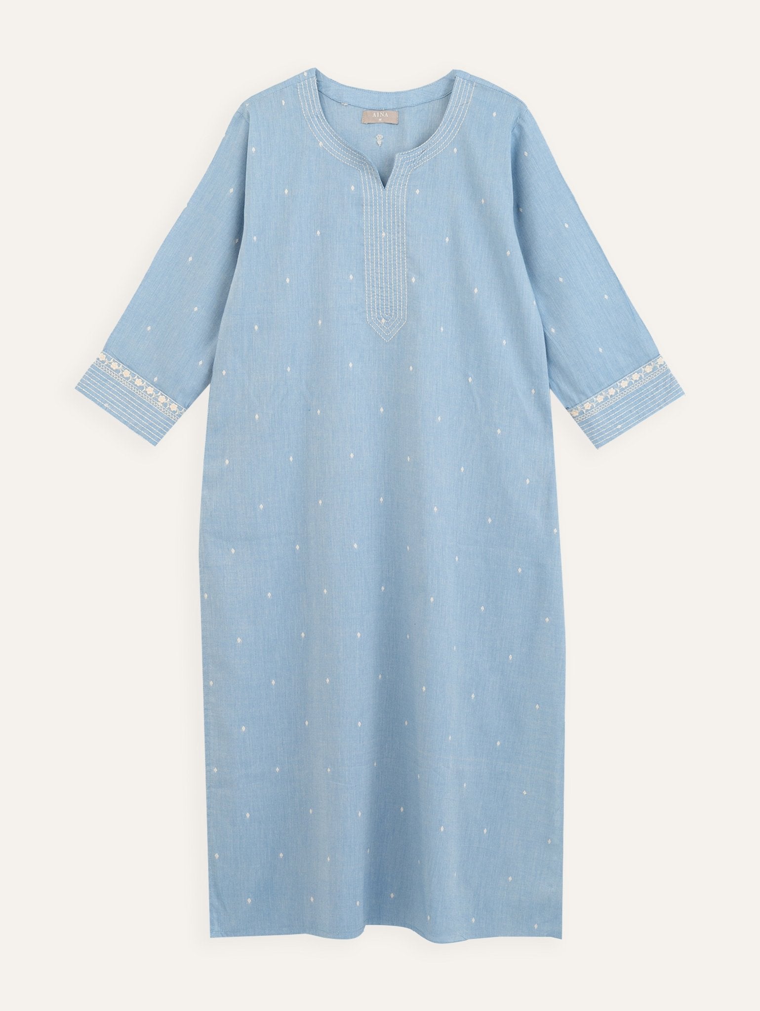 Tania Cotton Handloom Embroidered Straight Kurta - AINA