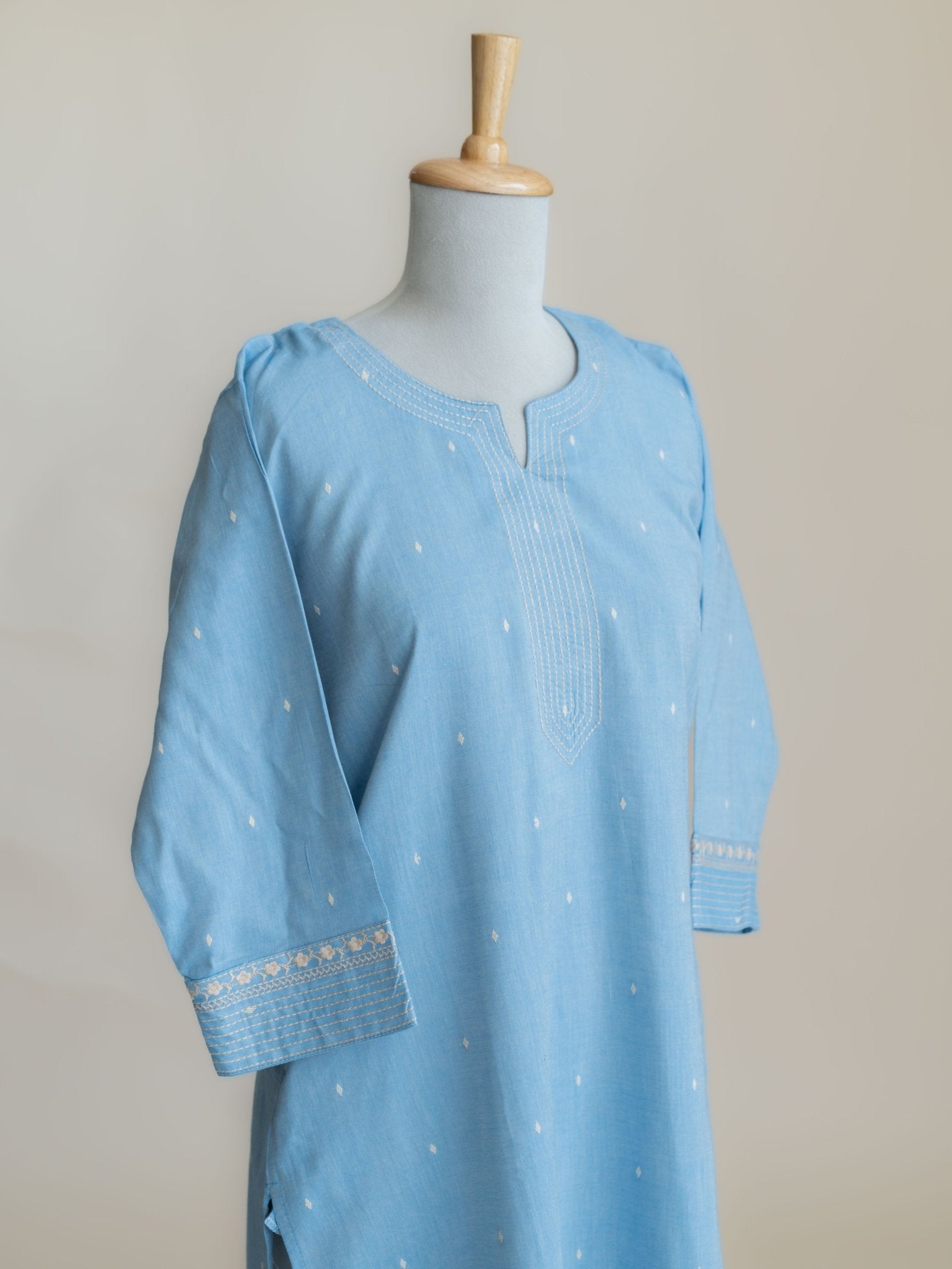 Tania Cotton Handloom Embroidered Straight Kurta - AINA