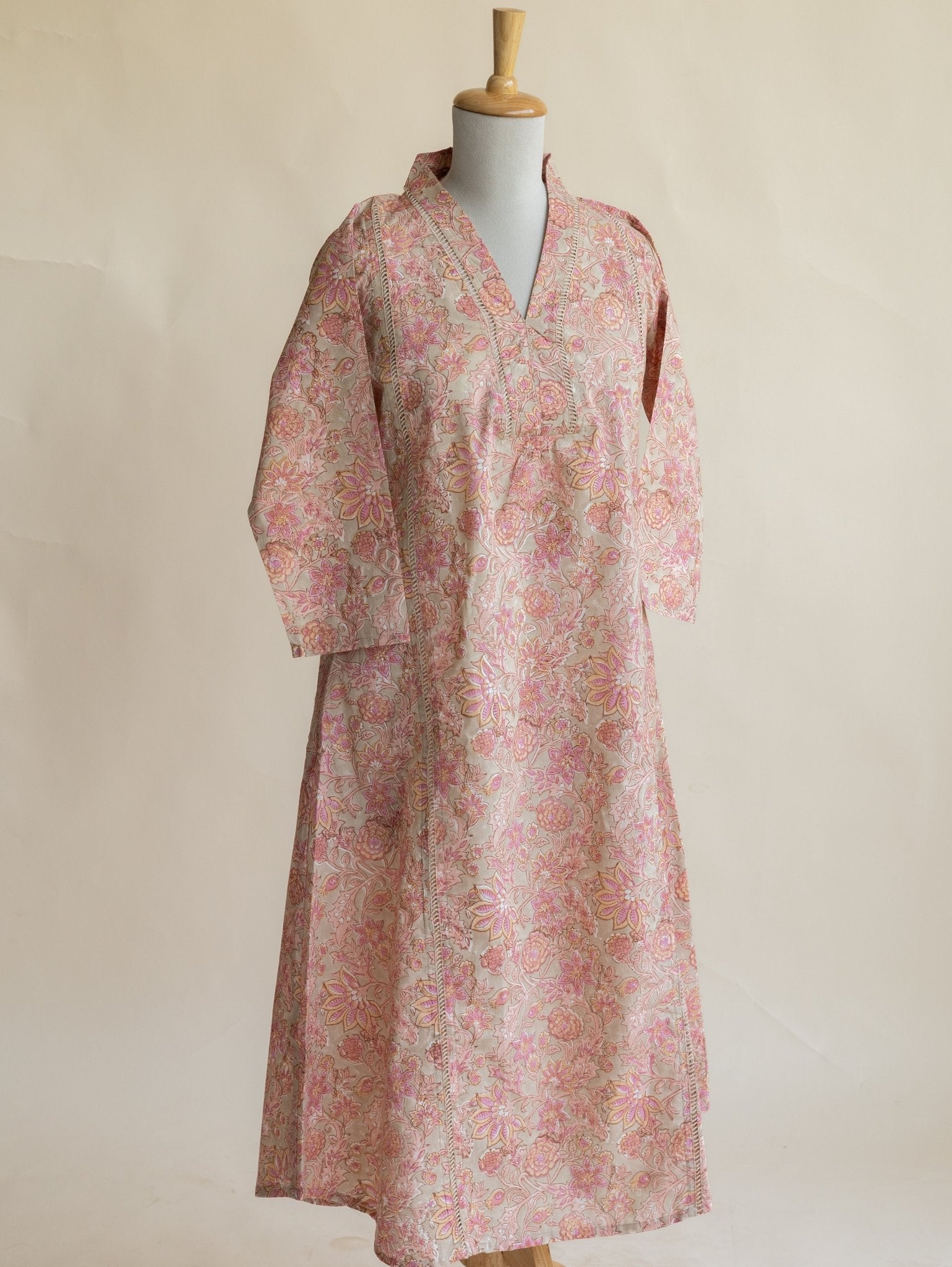Tasmiya Cotton Block Printed A - Line Kurta - AINA
