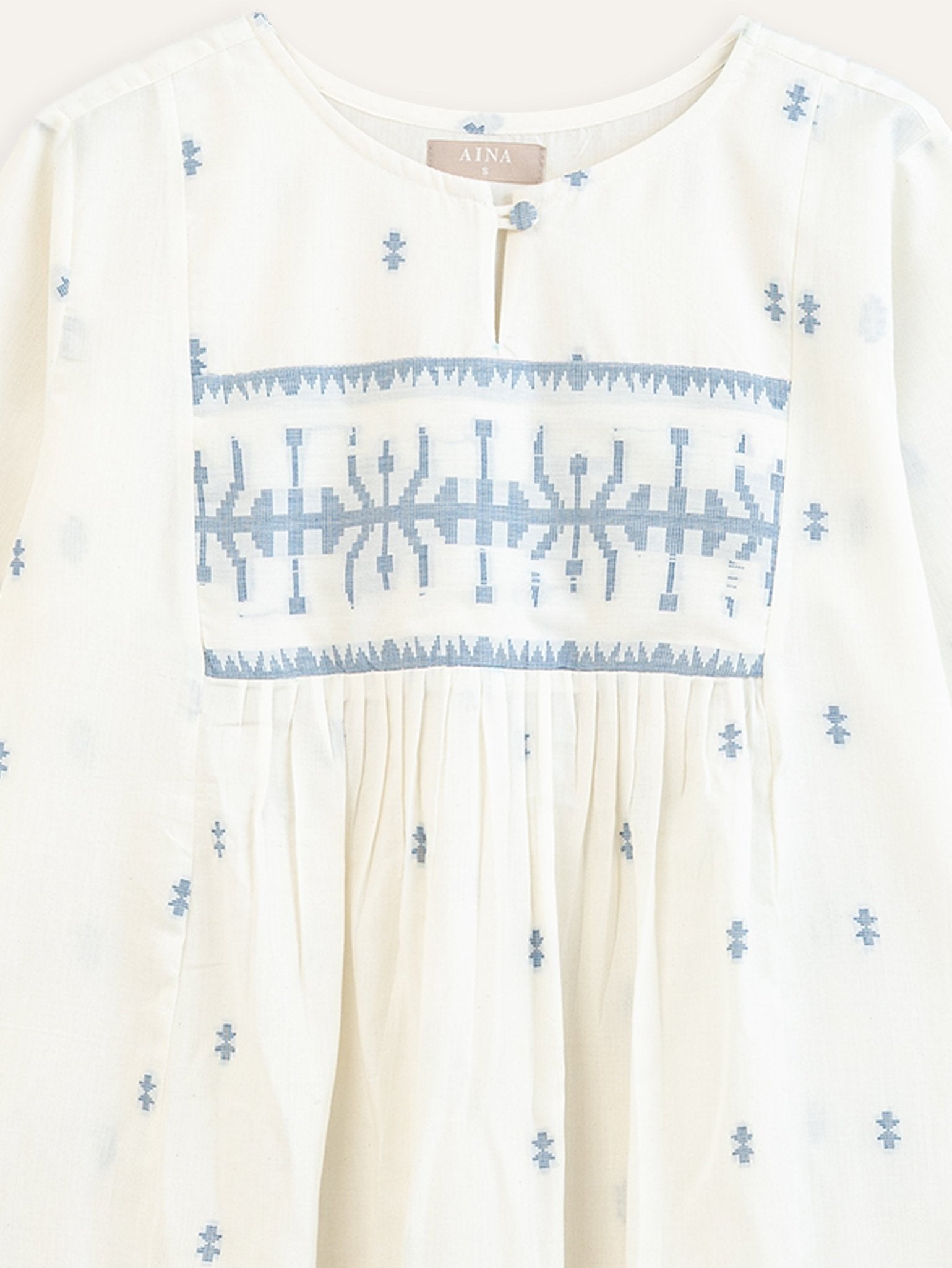 Teena Cotton Jamdani A - Line Kurta - AINA