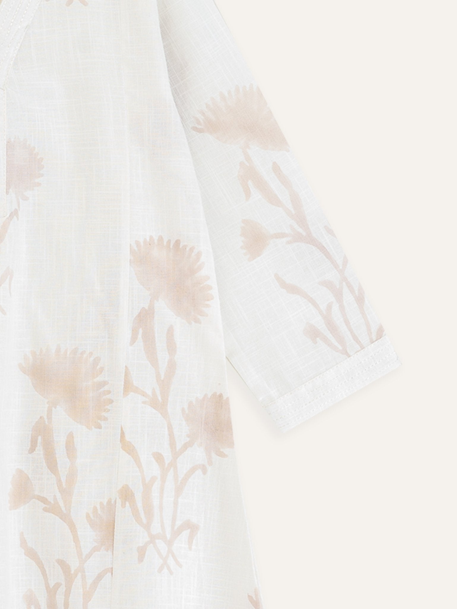 Thanusri Cotton Slub Block Printed A - Line Kurta - AINA