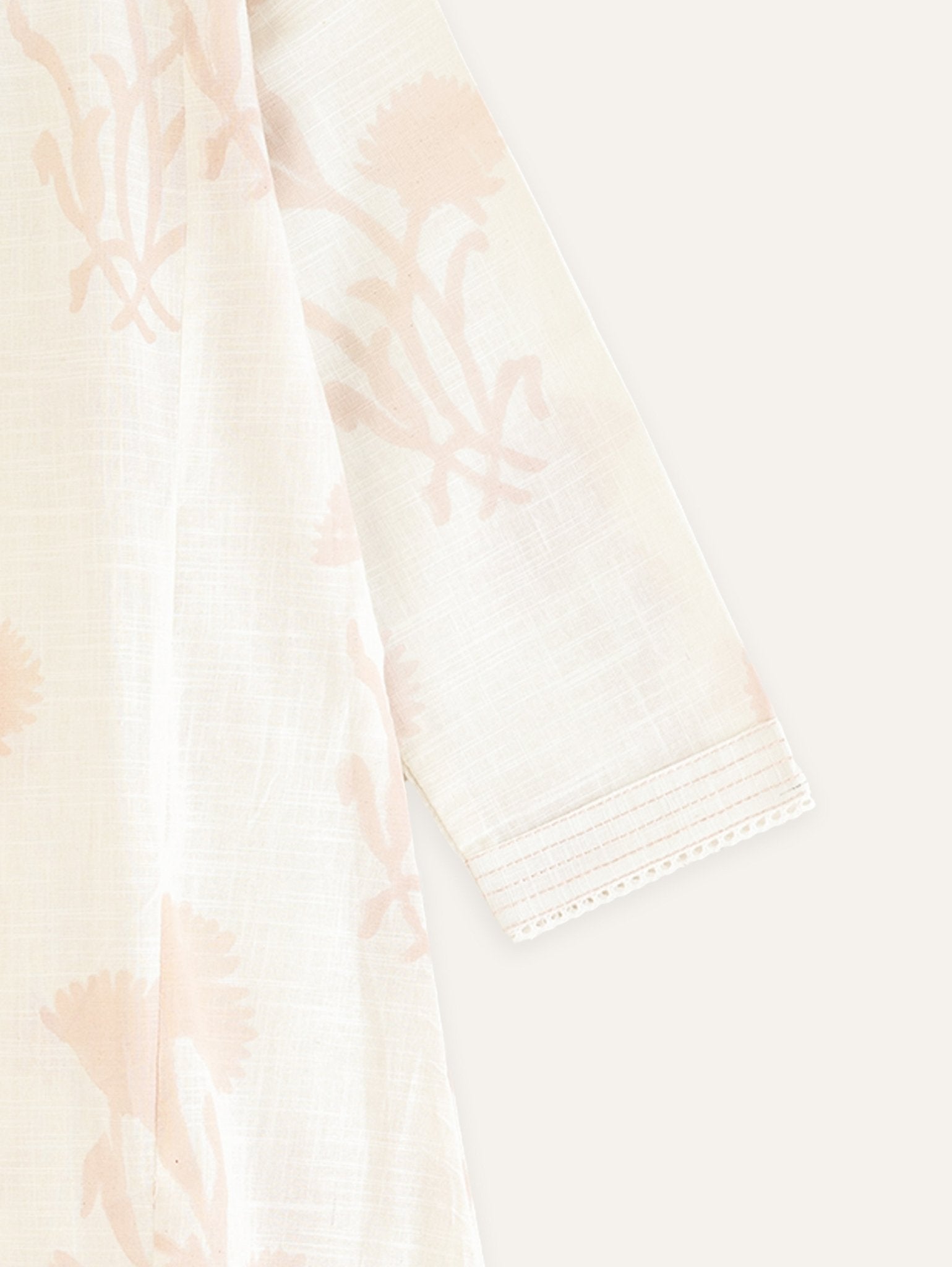 Thanusri Cotton Slub Block Printed A - Line Kurta - AINA