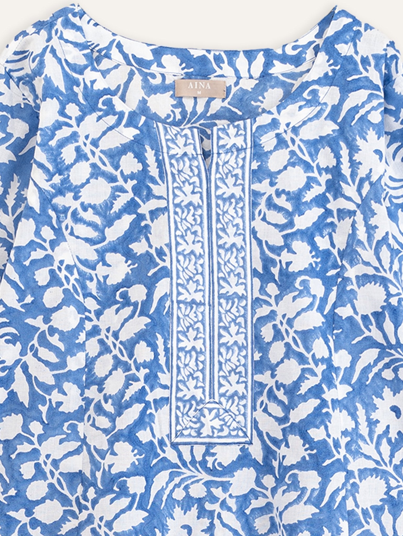Theertha Cotton Block Printed A - Line Kurta - AINA