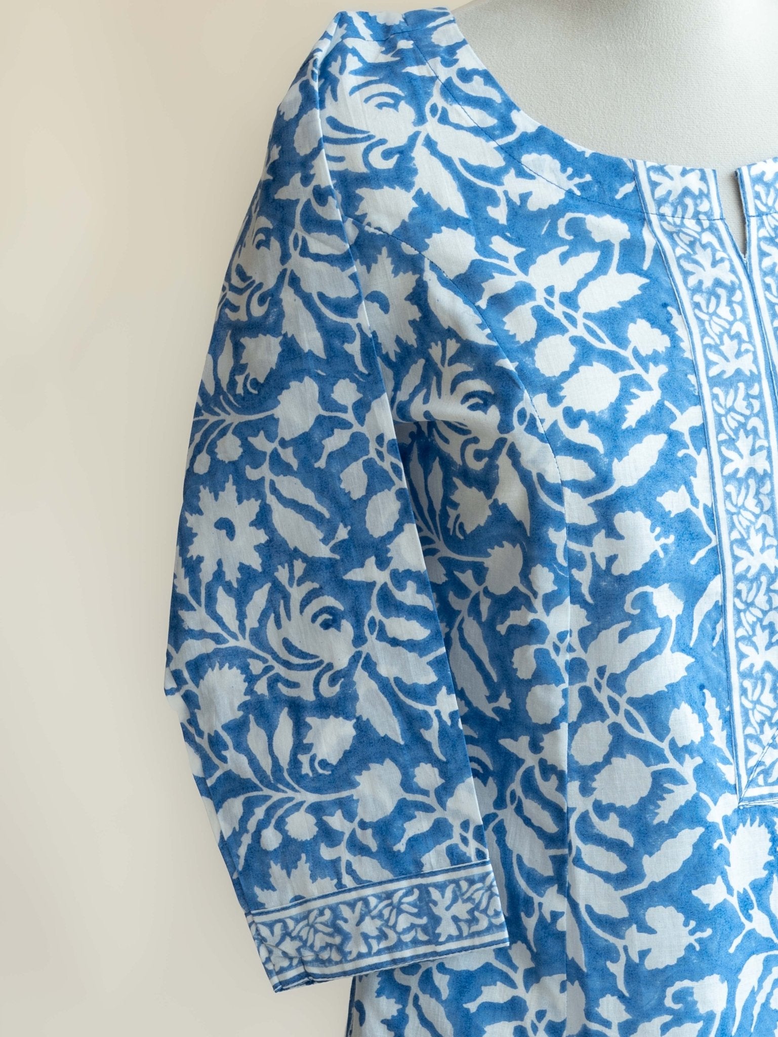 Theertha Cotton Block Printed A - Line Kurta - AINA