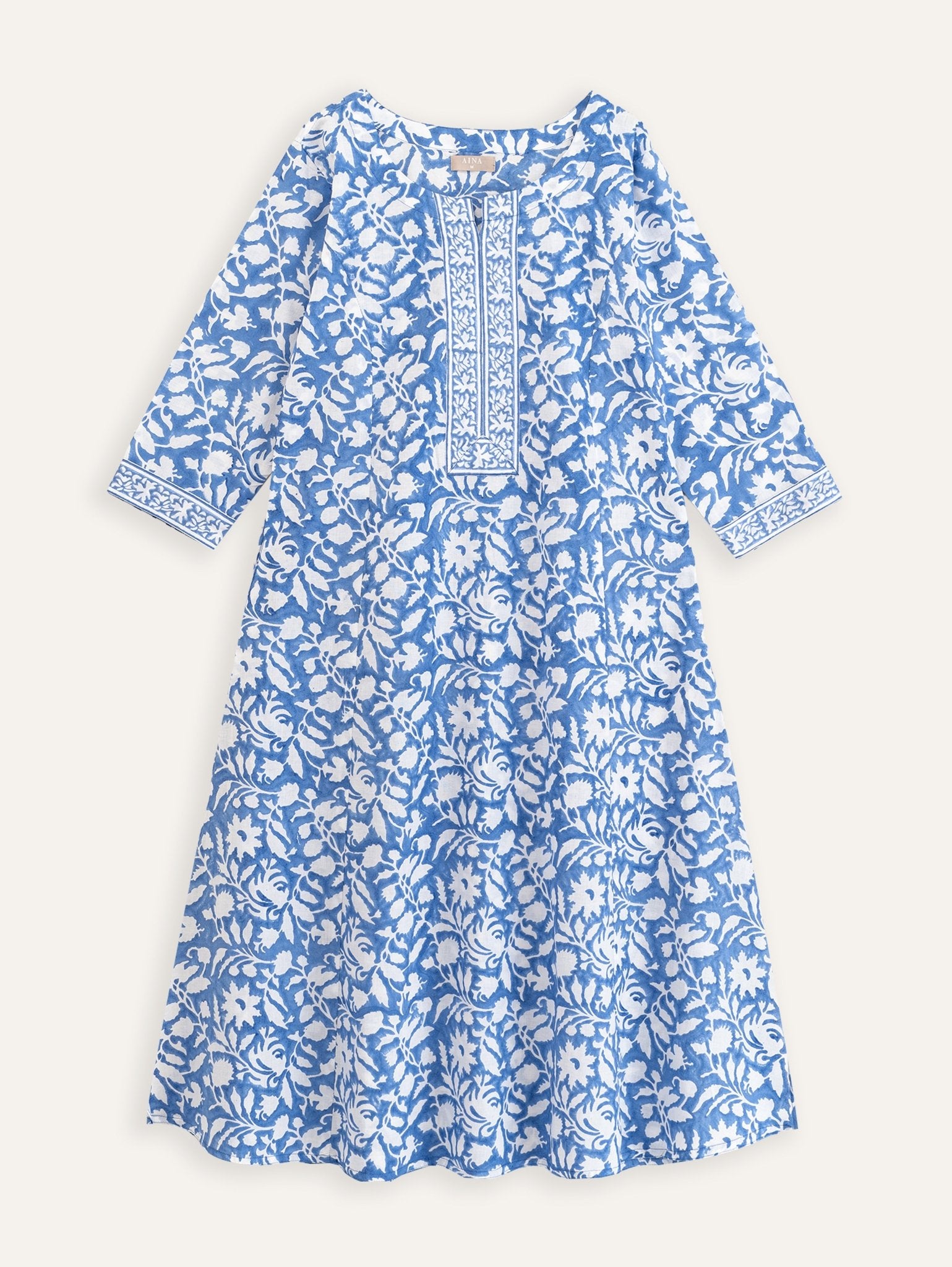 Theertha Cotton Block Printed A - Line Kurta - AINA
