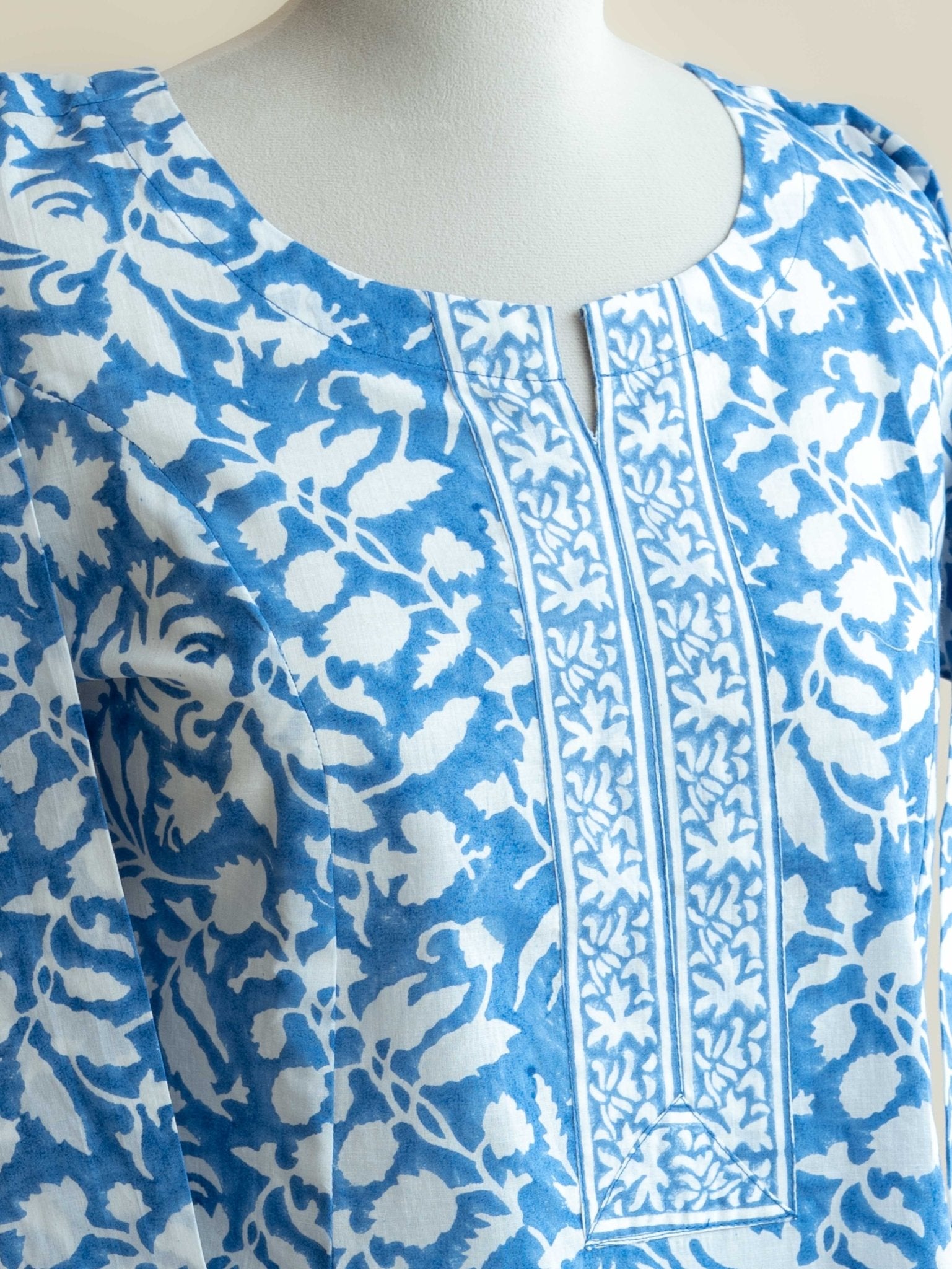 Theertha Cotton Block Printed A - Line Kurta - AINA