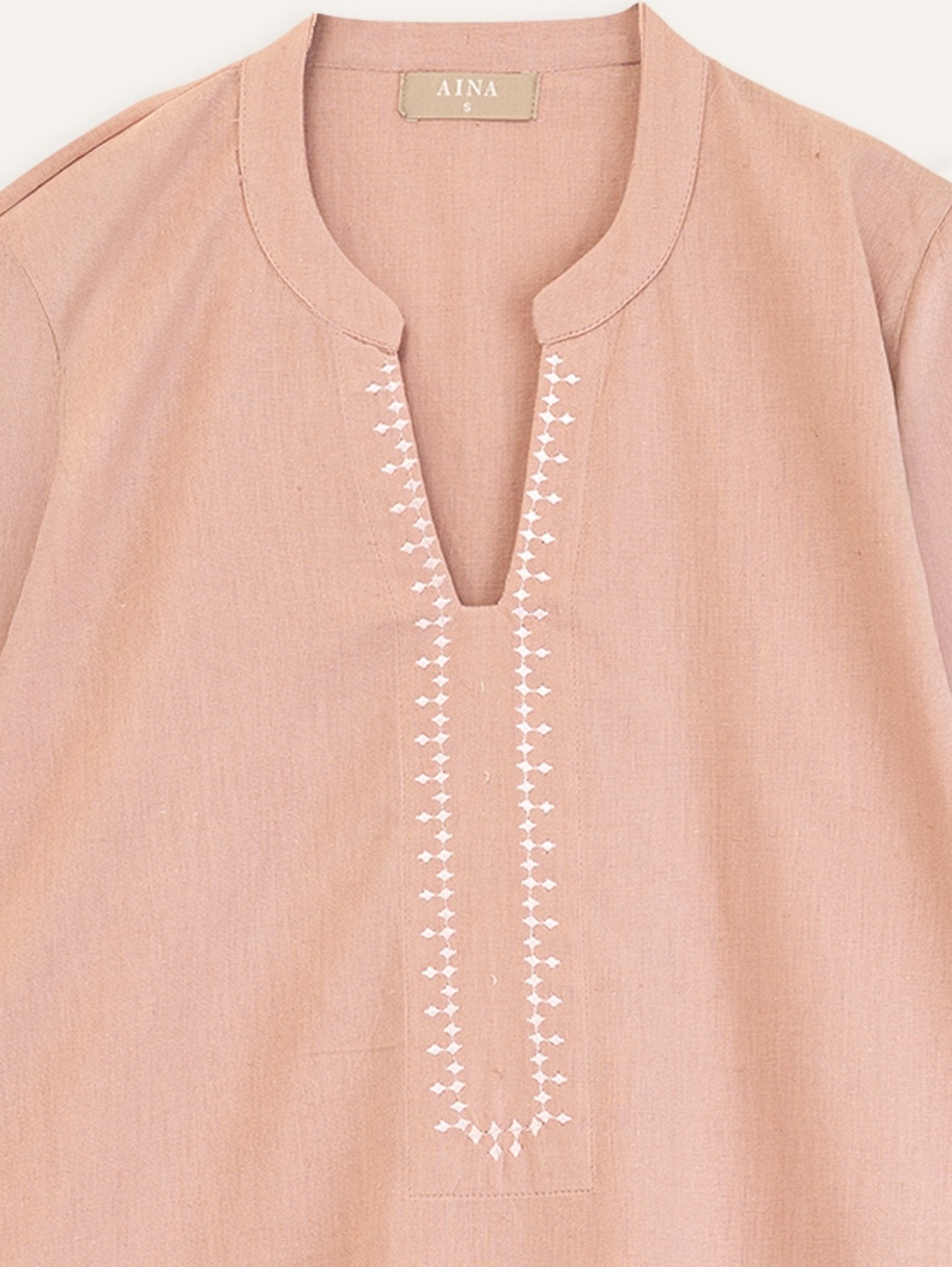 Thritha Cotton Flax Embroidered Straight Kurta - AINA
