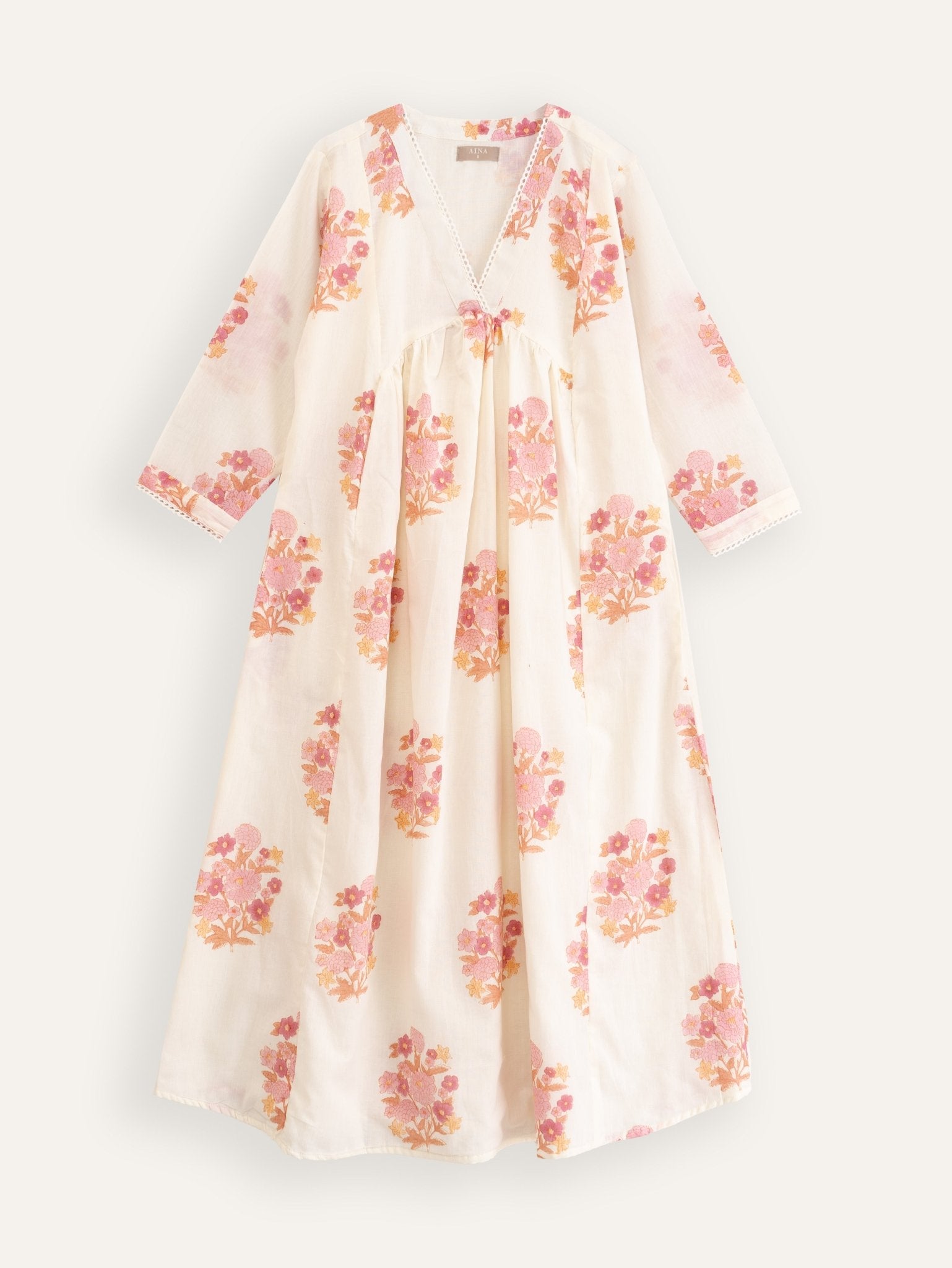 Tisha Cotton Block Printed A - Line Kurta - AINA