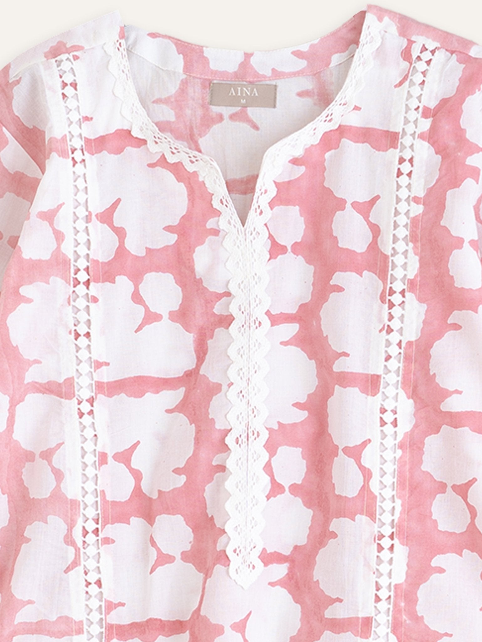 Tiya Cotton Block Printed Straight Kurta - AINA