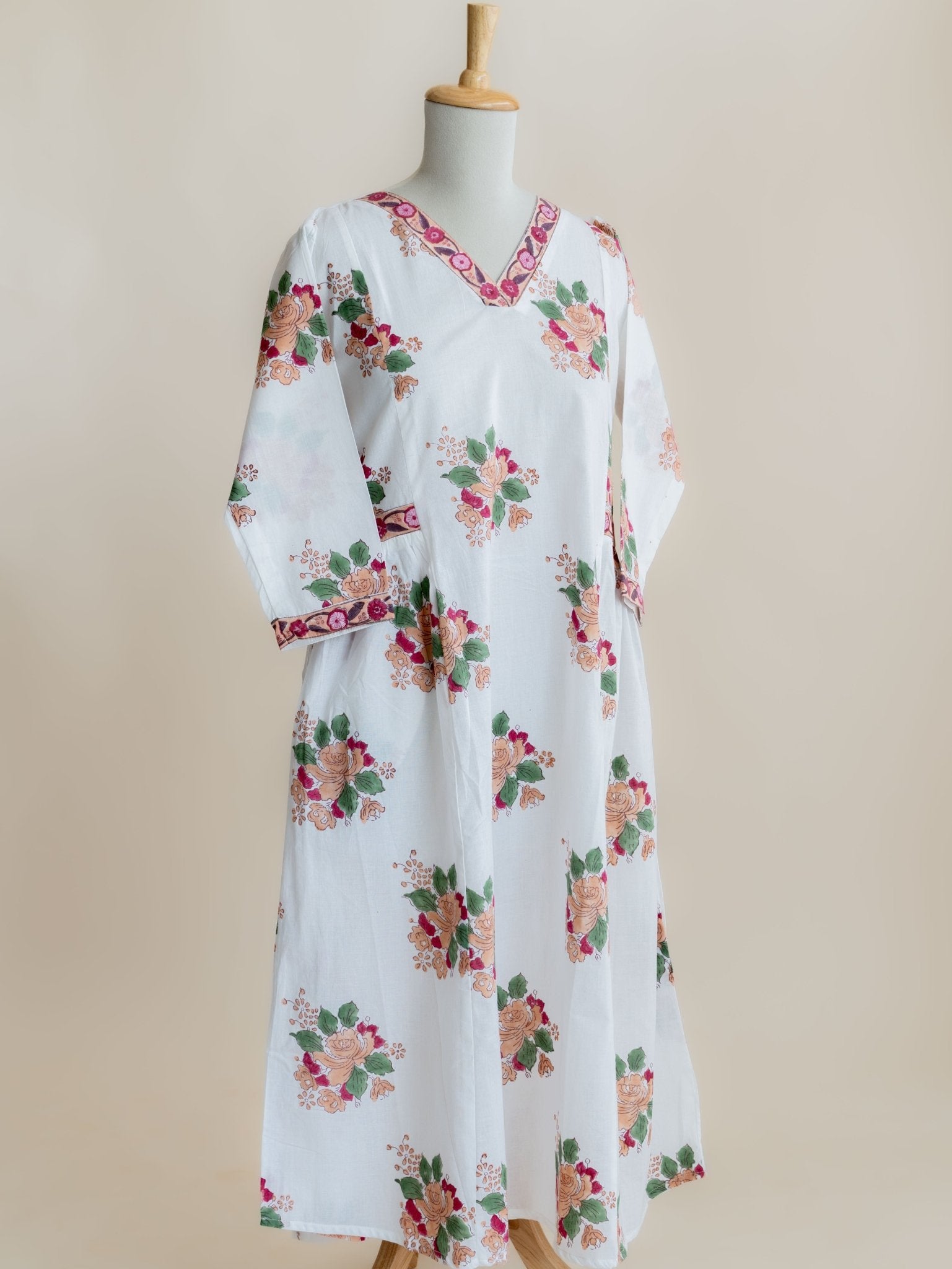Umita Cotton Block Printed A - Line Kurta - AINA