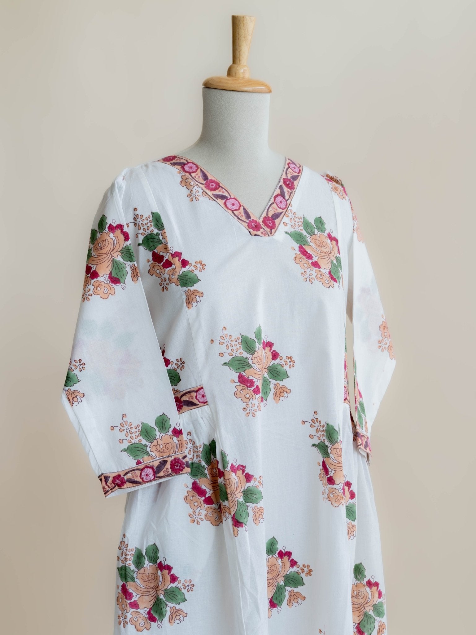 Umita Cotton Block Printed A - Line Kurta - AINA