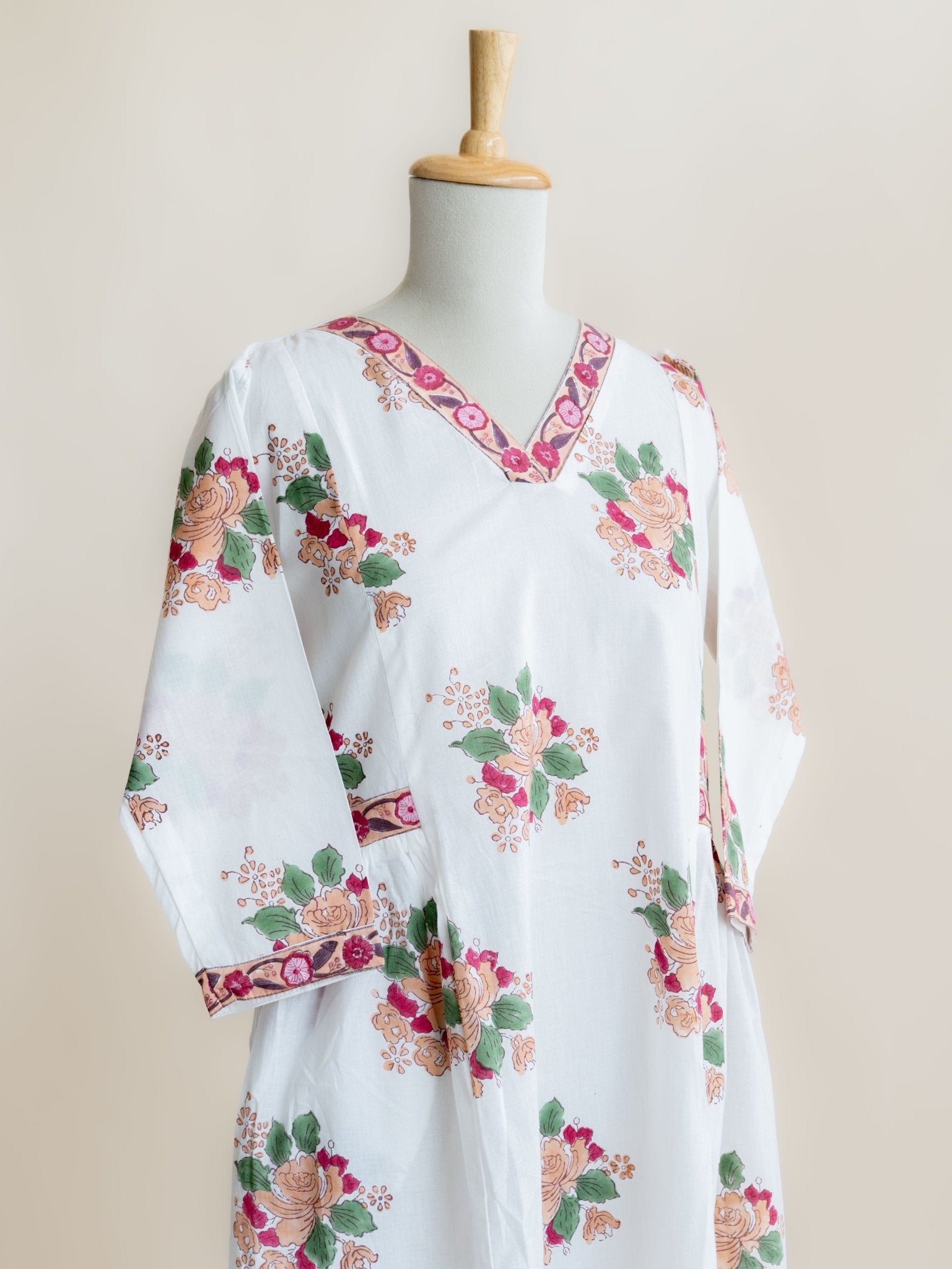 Umita Cotton Block Printed A - Line Kurta - AINA