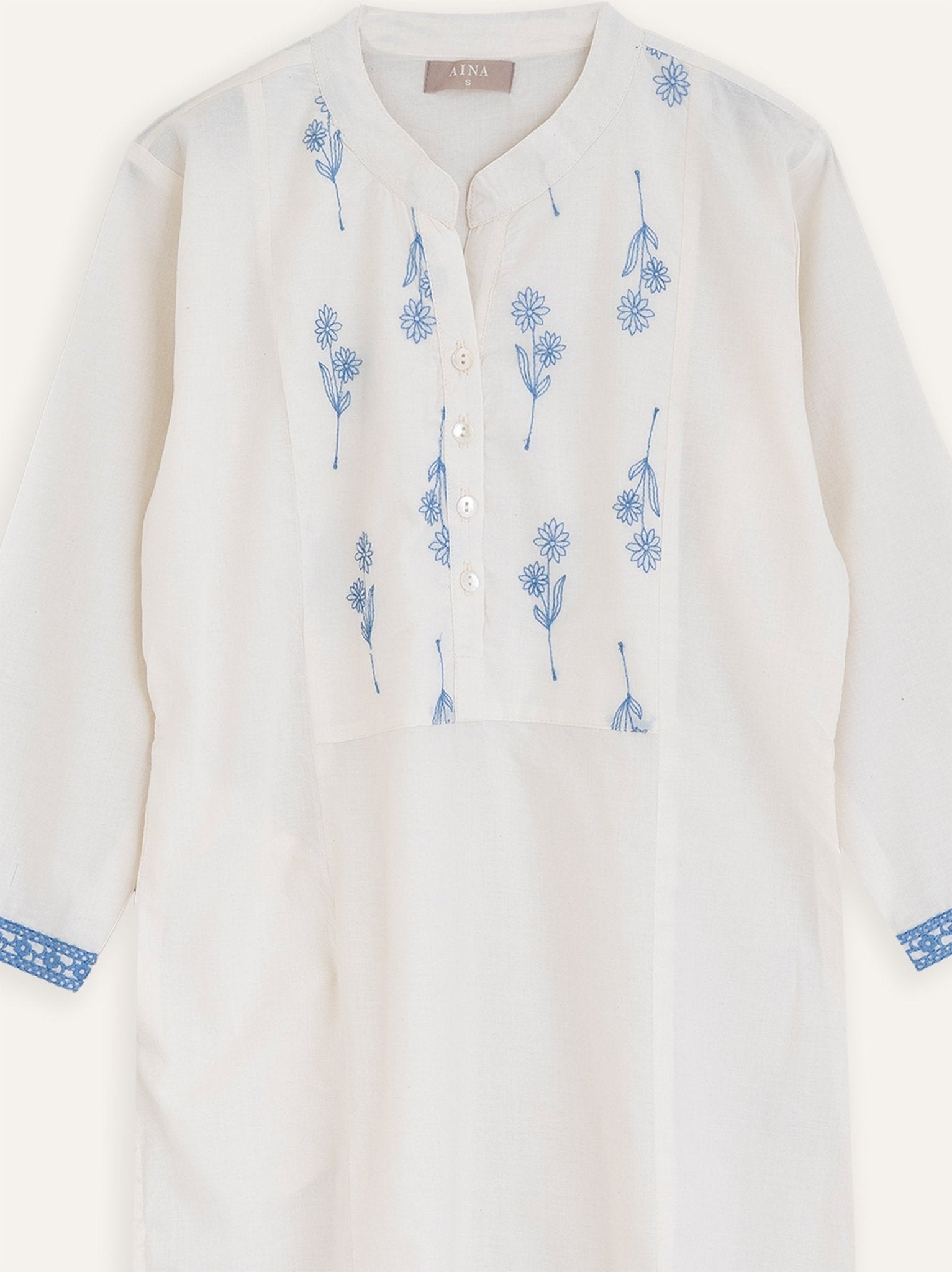 Urvashi Cotton Embroidered Straight Kurta - AINA
