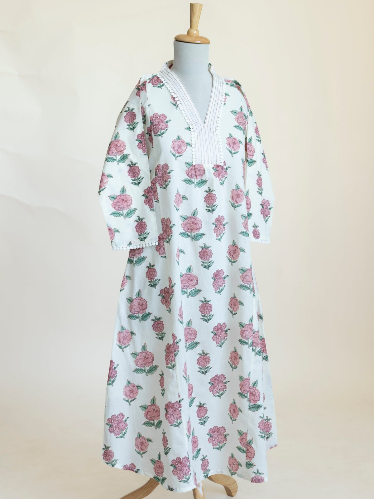 Urvika Cotton Block Printed A-Line Kurta - AINA