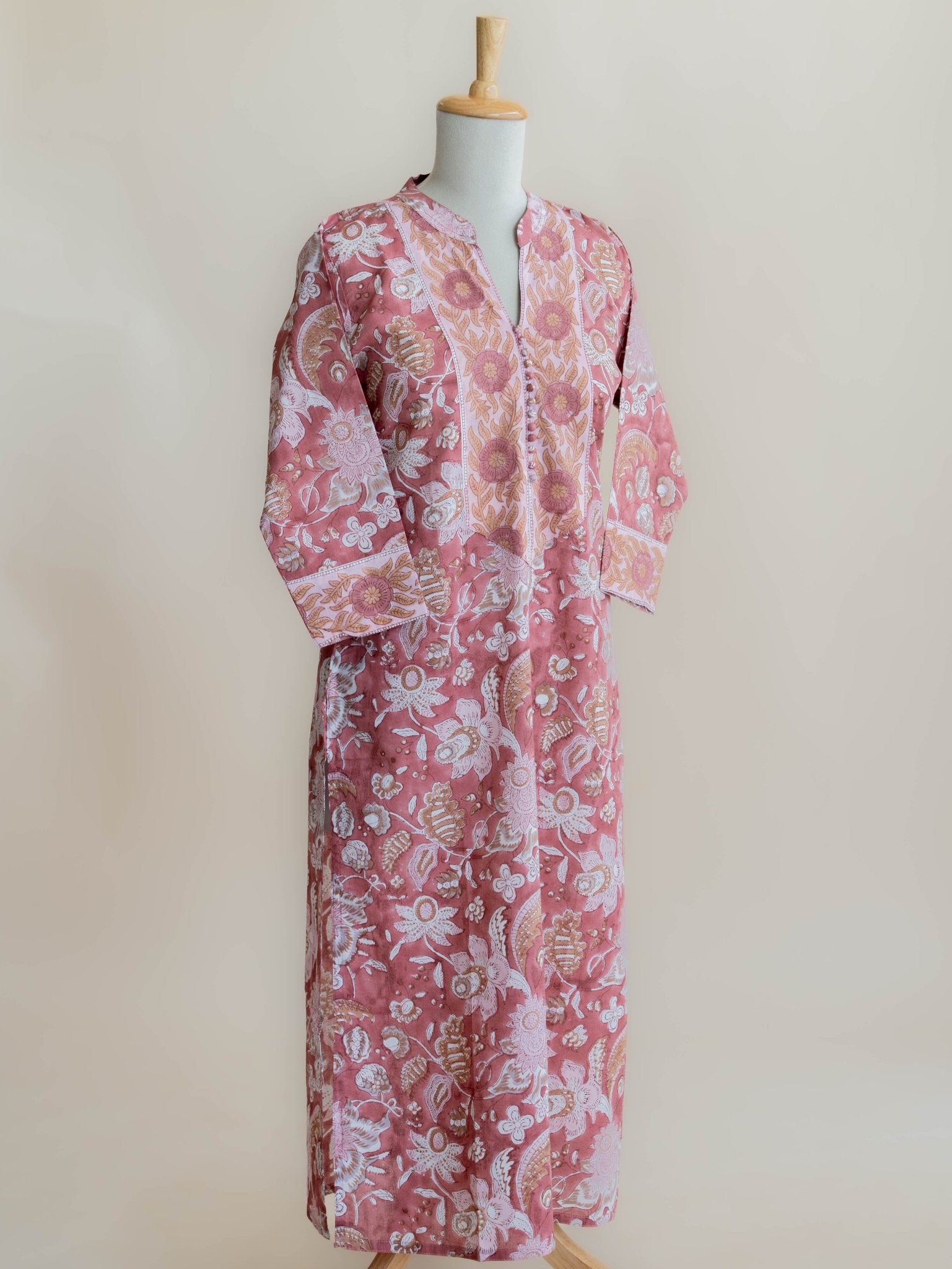 Vaidehi Cotton Block Printed Straight Kurta - AINA