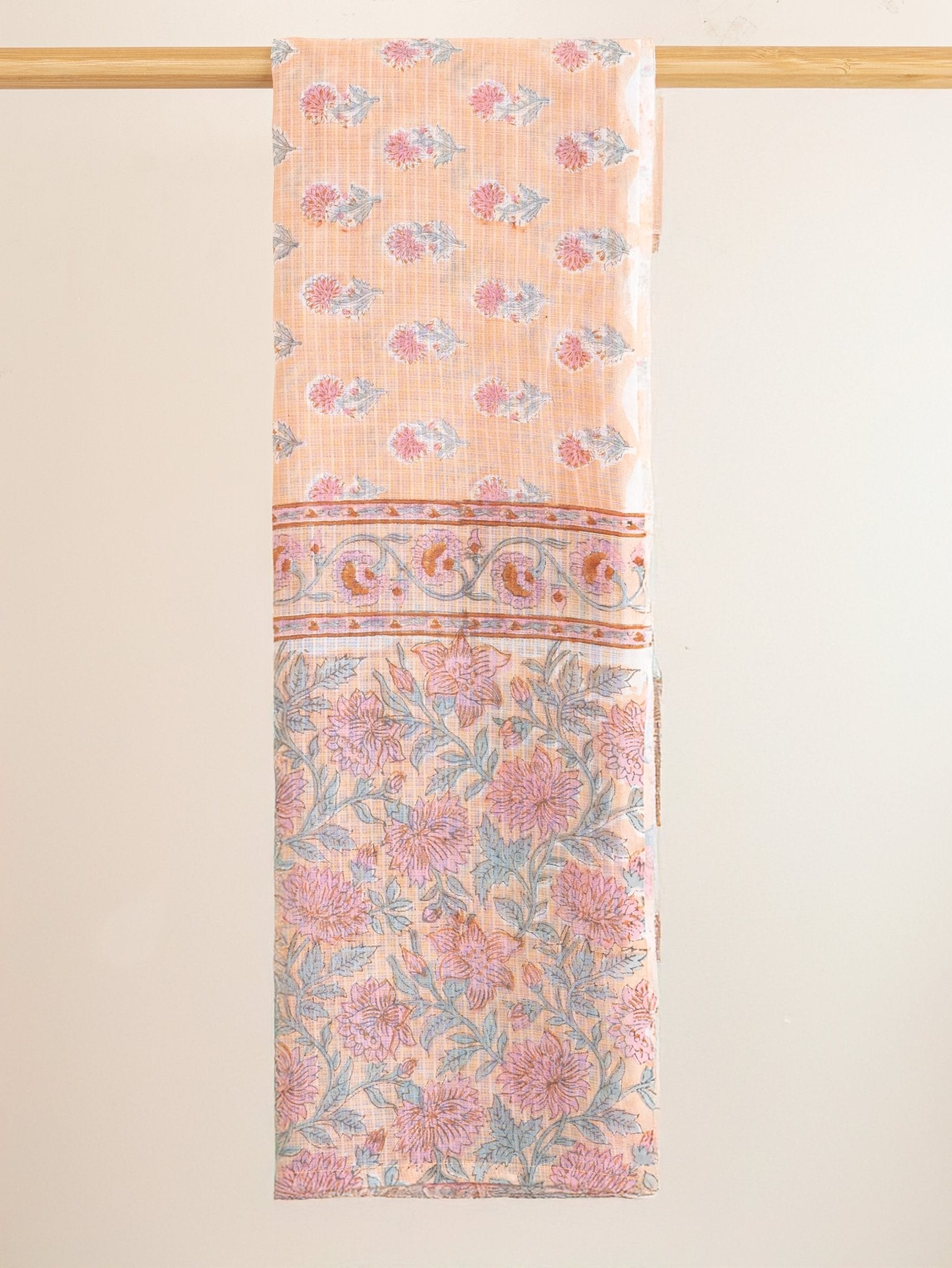 Vaiga Kota Doria Block Printed Dupatta - AINA