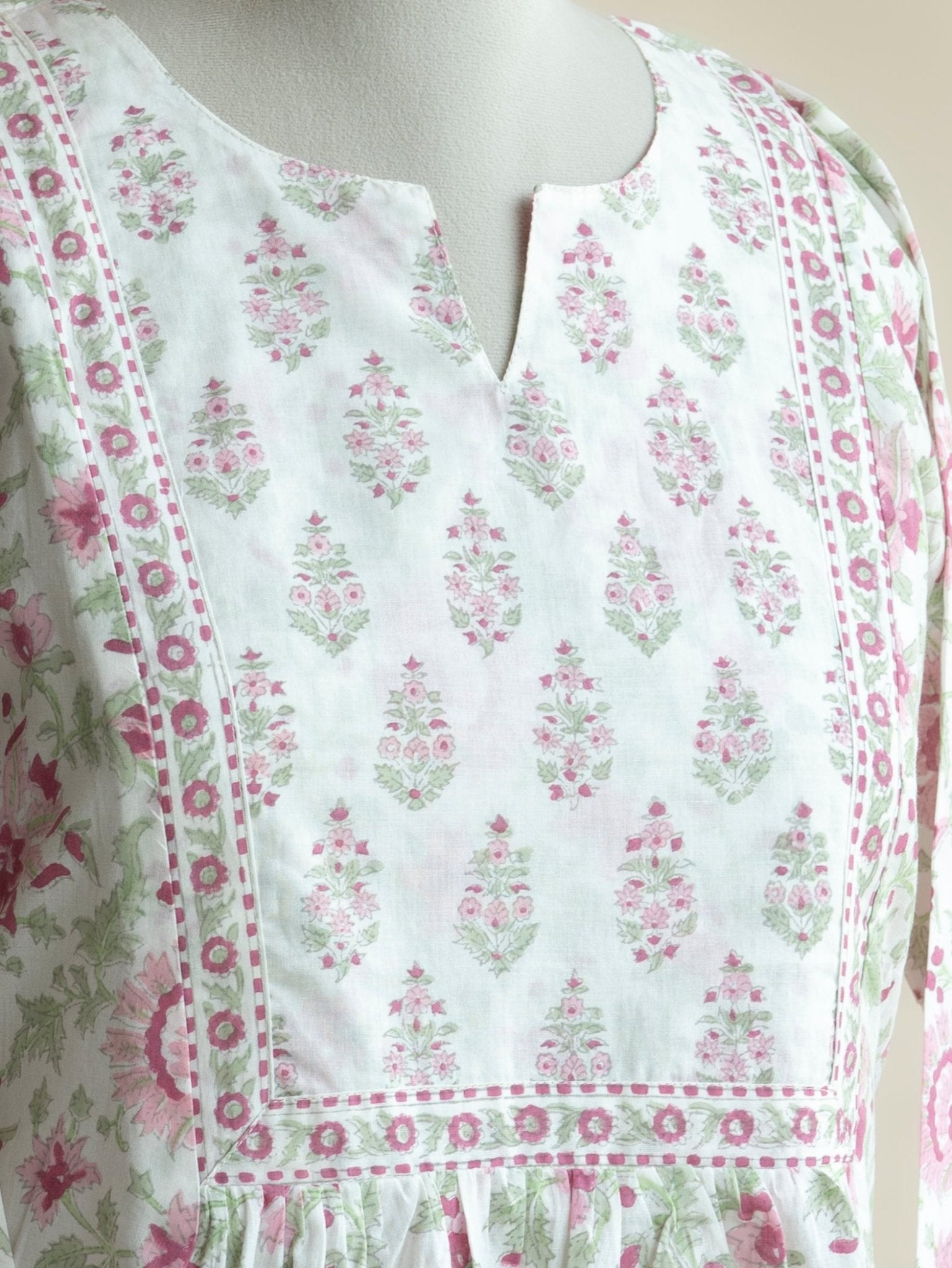 Vinika Cotton Block Printed A - Line Kurta - AINA