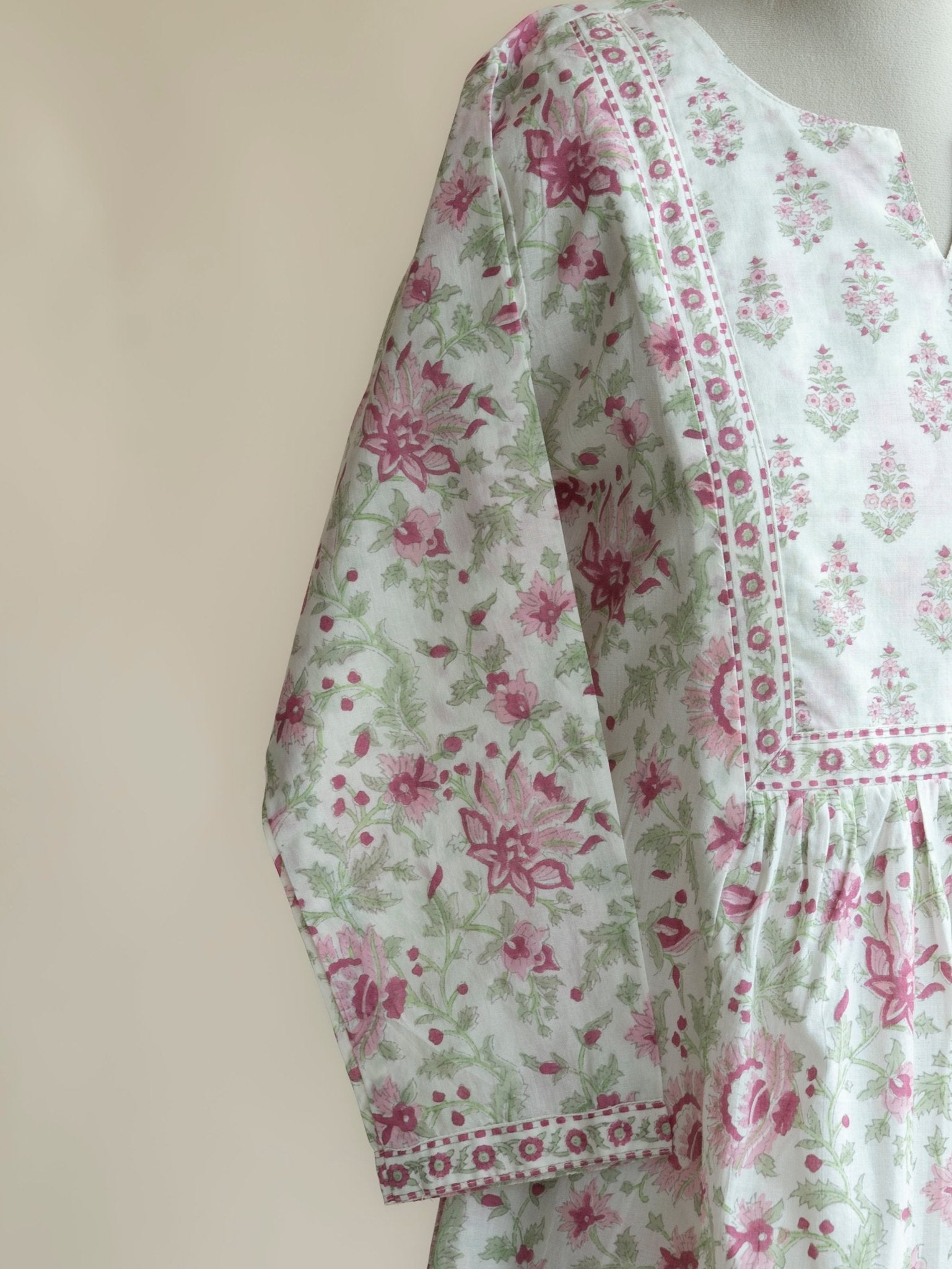 Vinika Cotton Block Printed A - Line Kurta - AINA