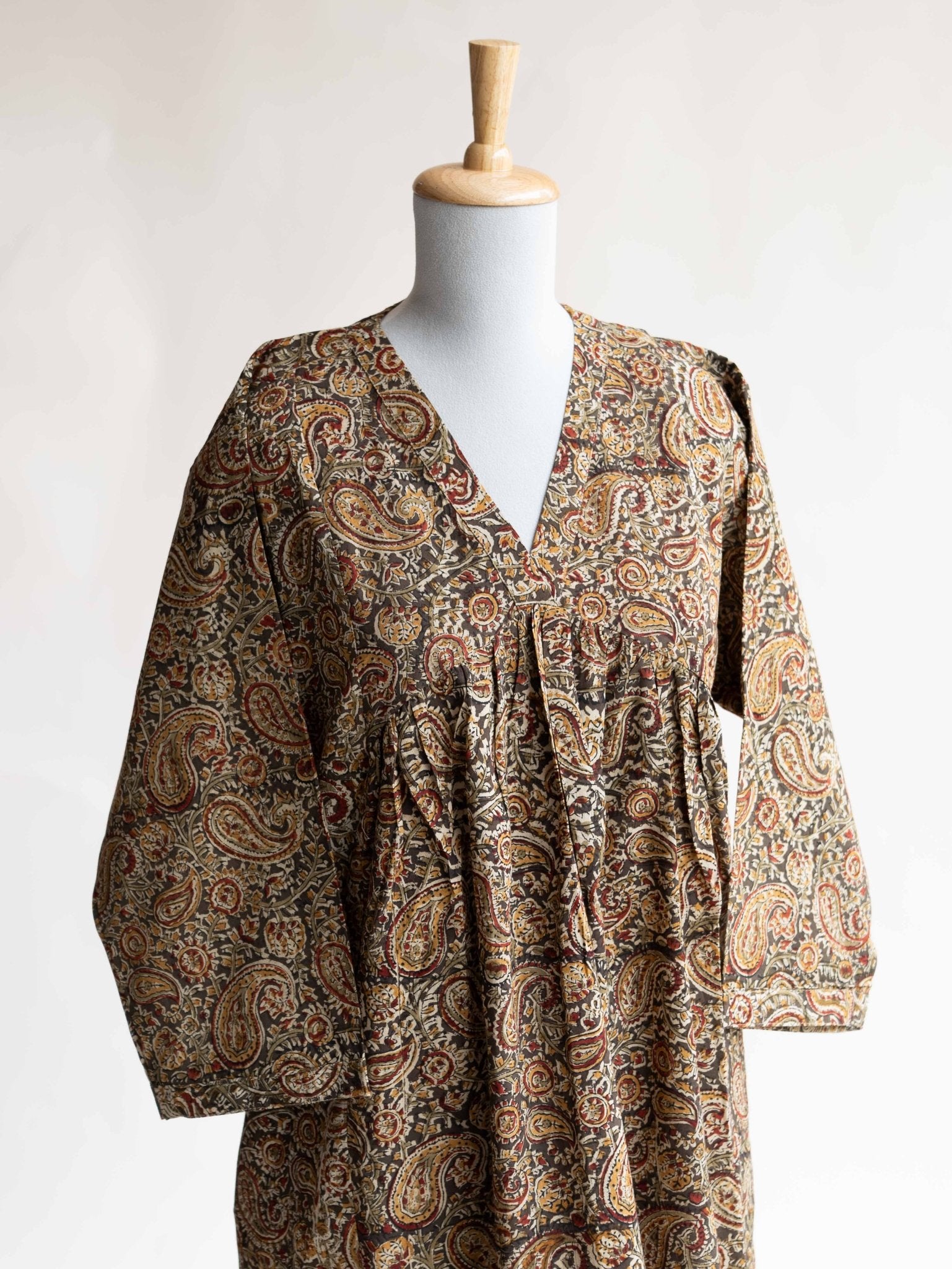 Vinmaya Cotton Kalamkari Block Printed A-Line Kurta - AINA