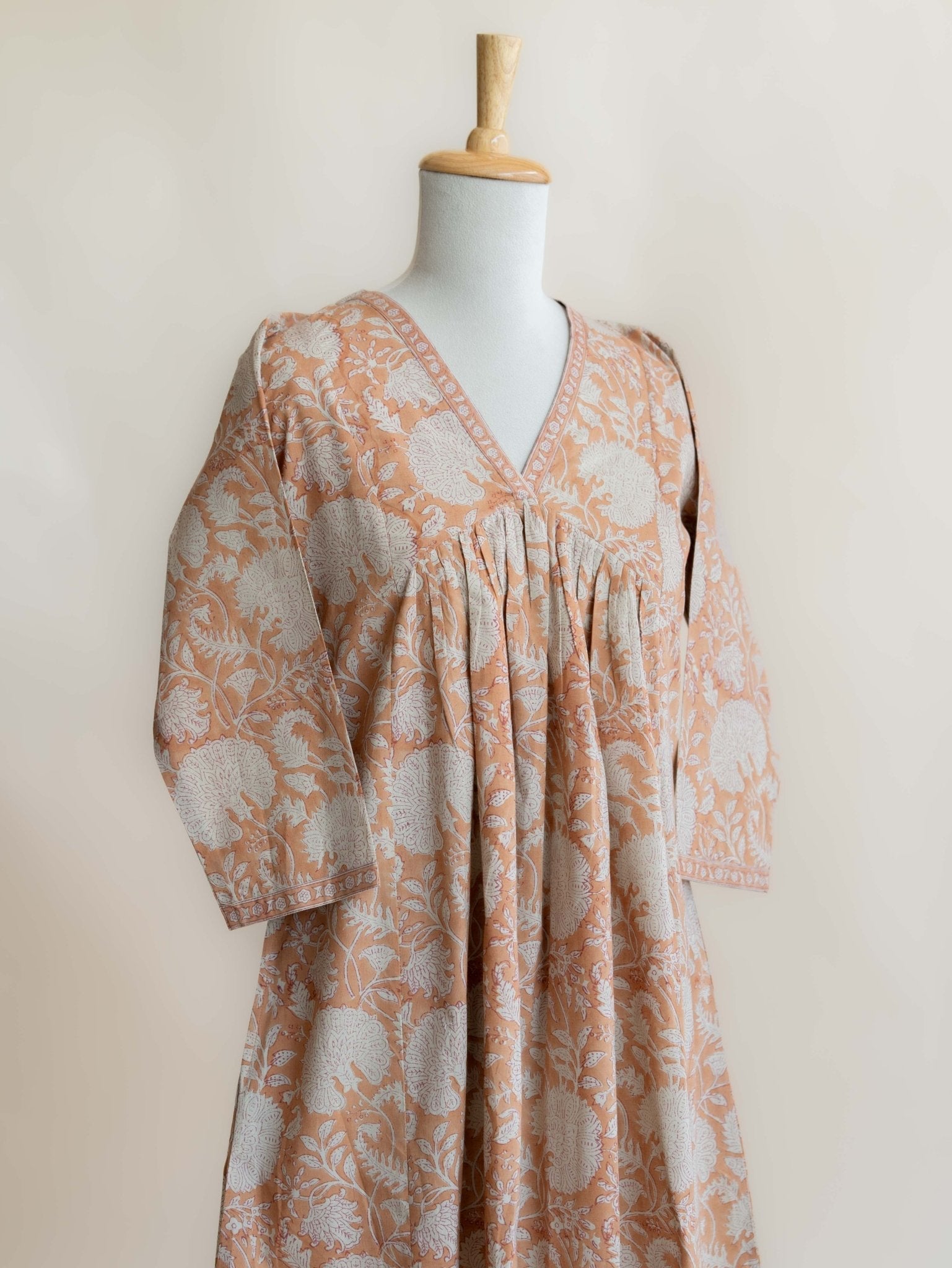 Vinya Cotton Block Printed A-Line Kurta - AINA