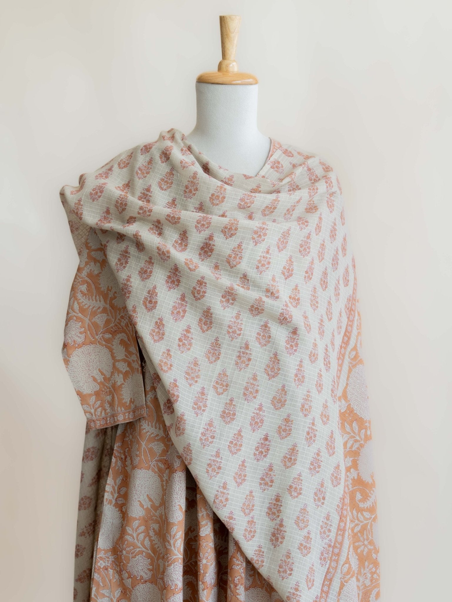 Vinya Cotton Block Printed A - Line Suit Set - AINA