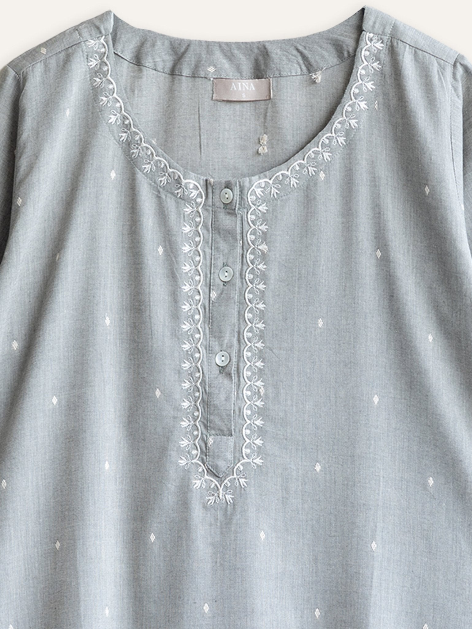 Vrindha Cotton Handloom Embroidered A - Line Kurta - AINA