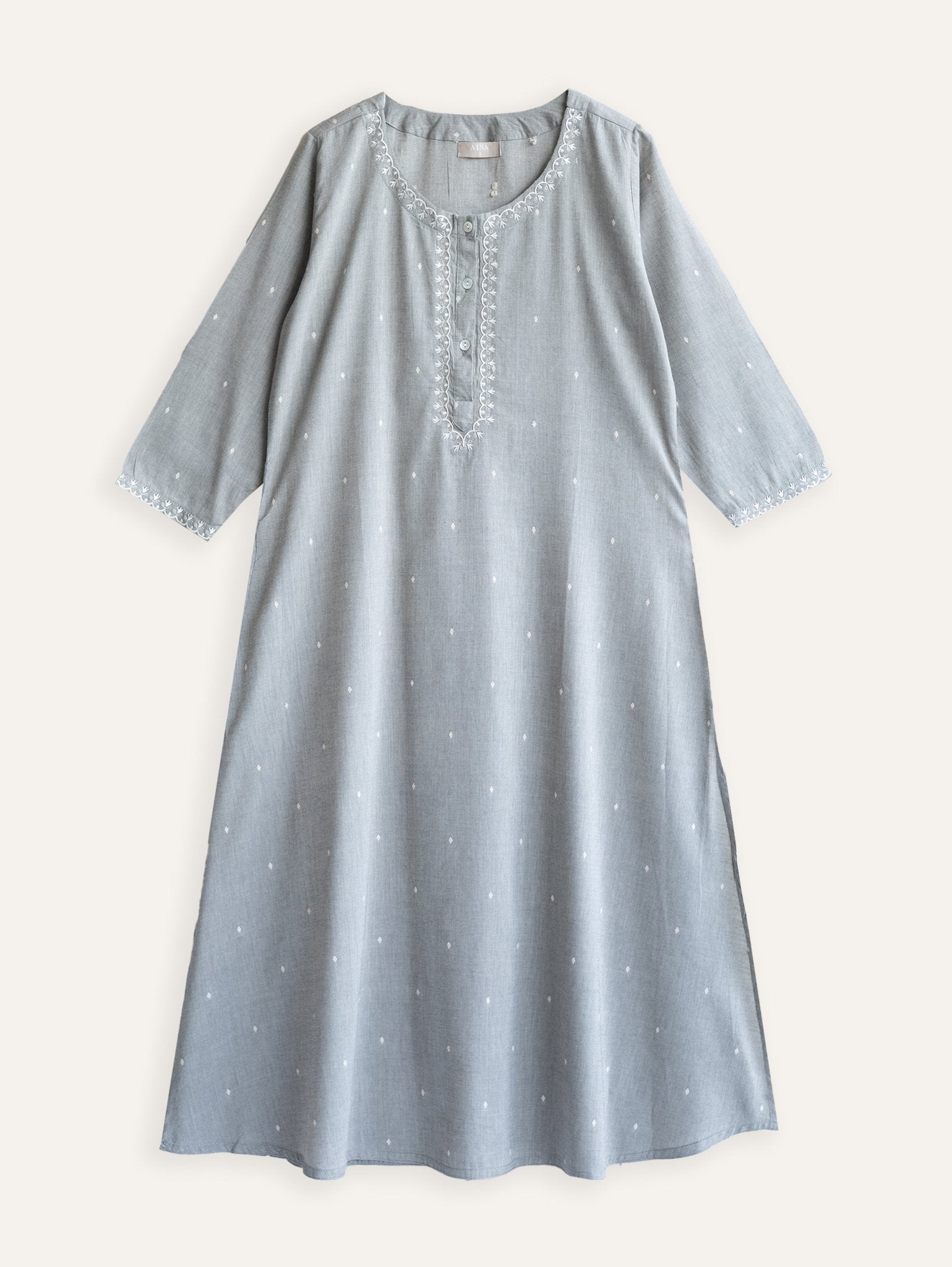 Vrindha Cotton Handloom Embroidered A - Line Kurta - AINA