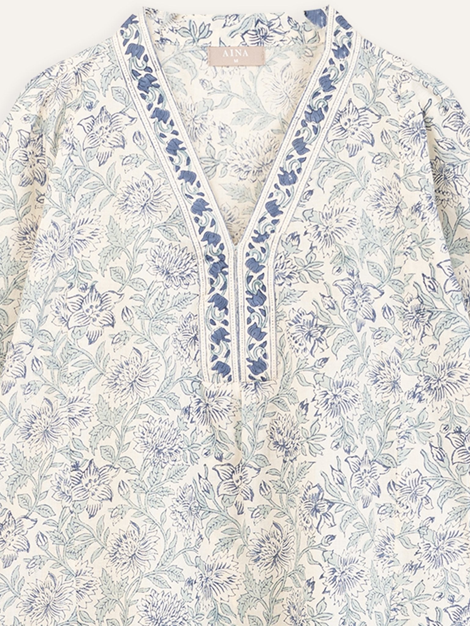 Wafa Cotton Block Printed A - Line Kurta - AINA
