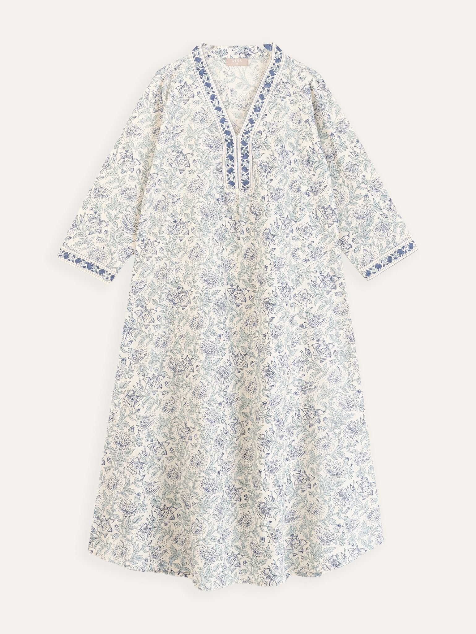 Wafa Cotton Block Printed A - Line Kurta - AINA