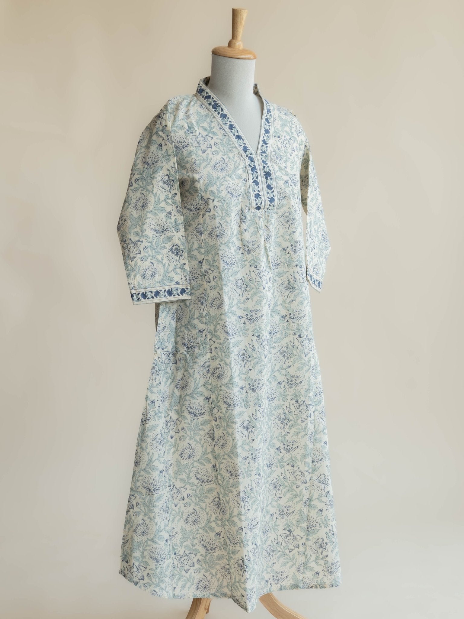 Wafa Cotton Block Printed A - Line Kurta - AINA
