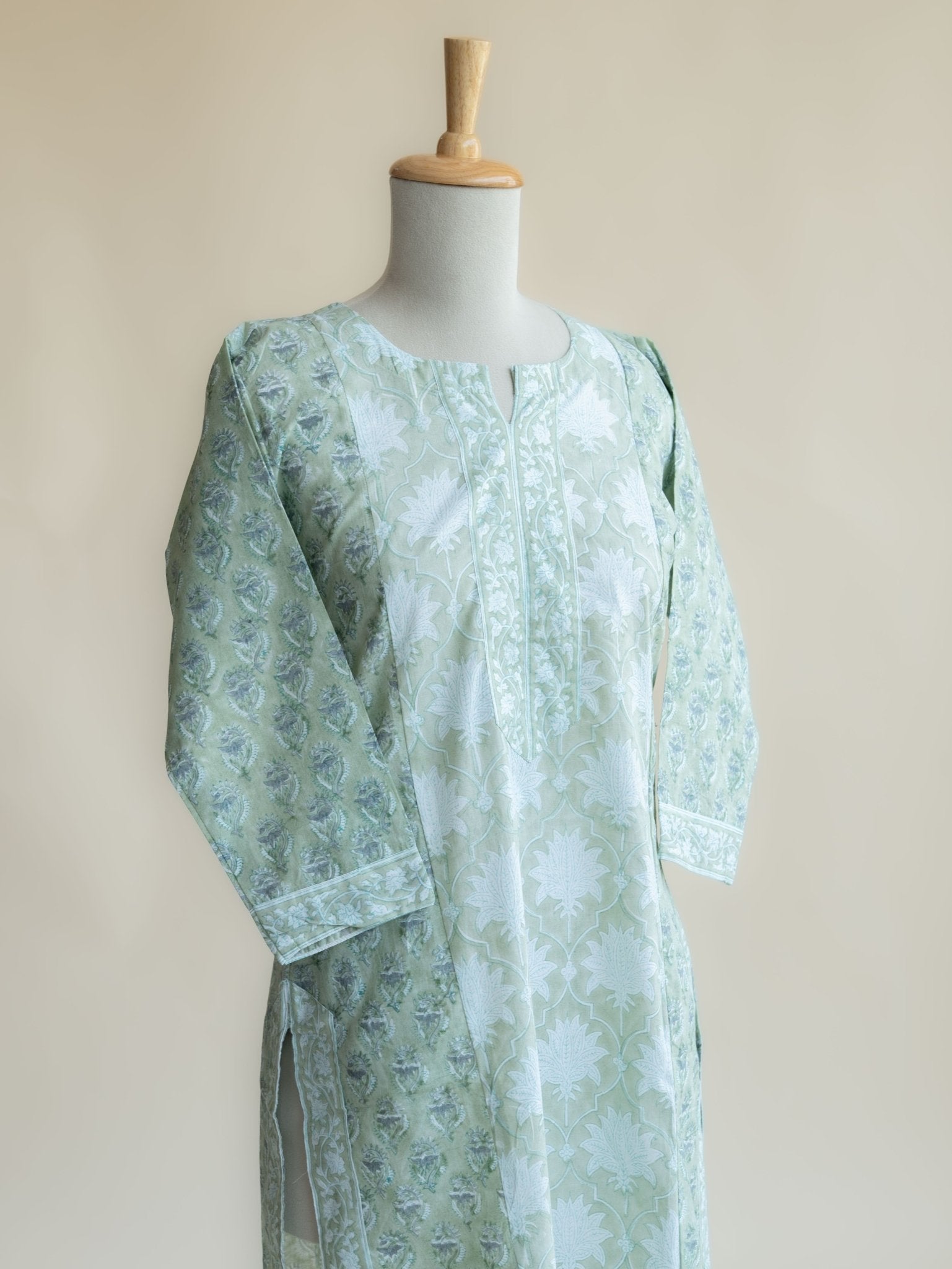 Yaksha Cotton Block Printed Straight Kurta - AINA